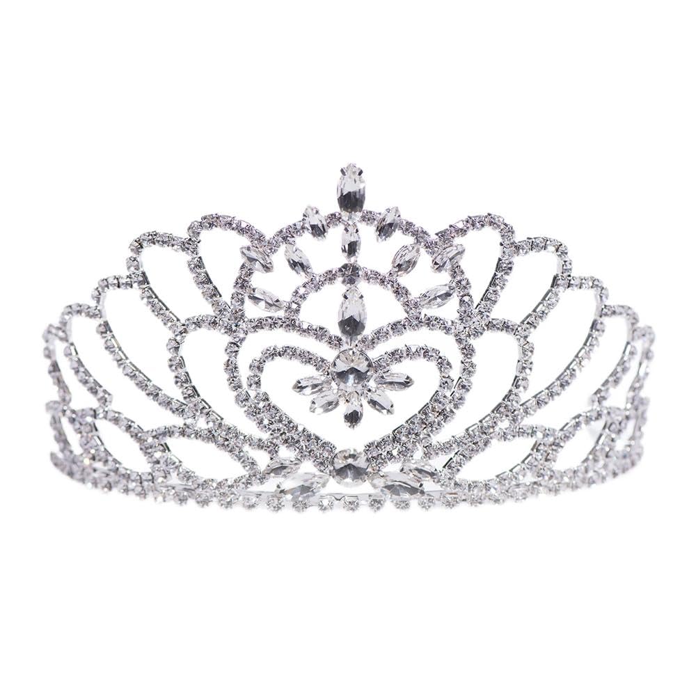 Anderson’s Cassandra Clear Rhinestone Rose Gold Tiara, 2 7/8" High Hand‑Crafted Crown with Sparkling Gemstones, Adjustable Fit with Removable Combs, Elegant Accessory for Weddings, Prom Queen, Homecoming, Pageants, Quinceañeras, and Sweet 16 Celebrations