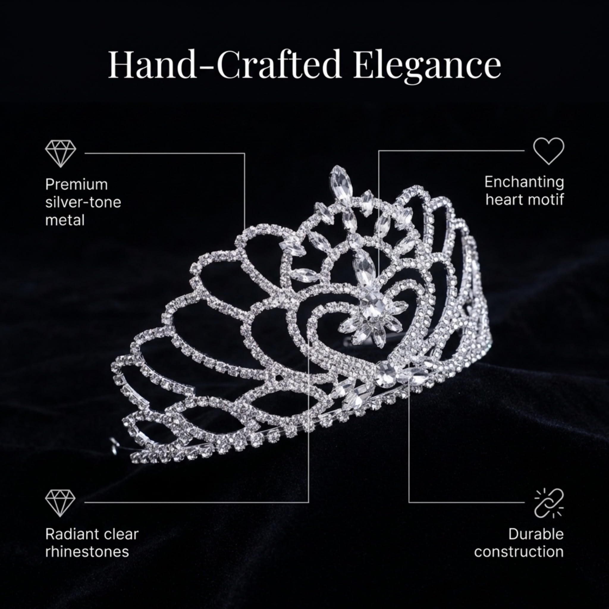 Anderson’s Cassandra Clear Rhinestone Rose Gold Tiara, 2 7/8" High Hand‑Crafted Crown with Sparkling Gemstones, Adjustable Fit with Removable Combs, Elegant Accessory for Weddings, Prom Queen, Homecoming, Pageants, Quinceañeras, and Sweet 16 Celebrations - Image 4