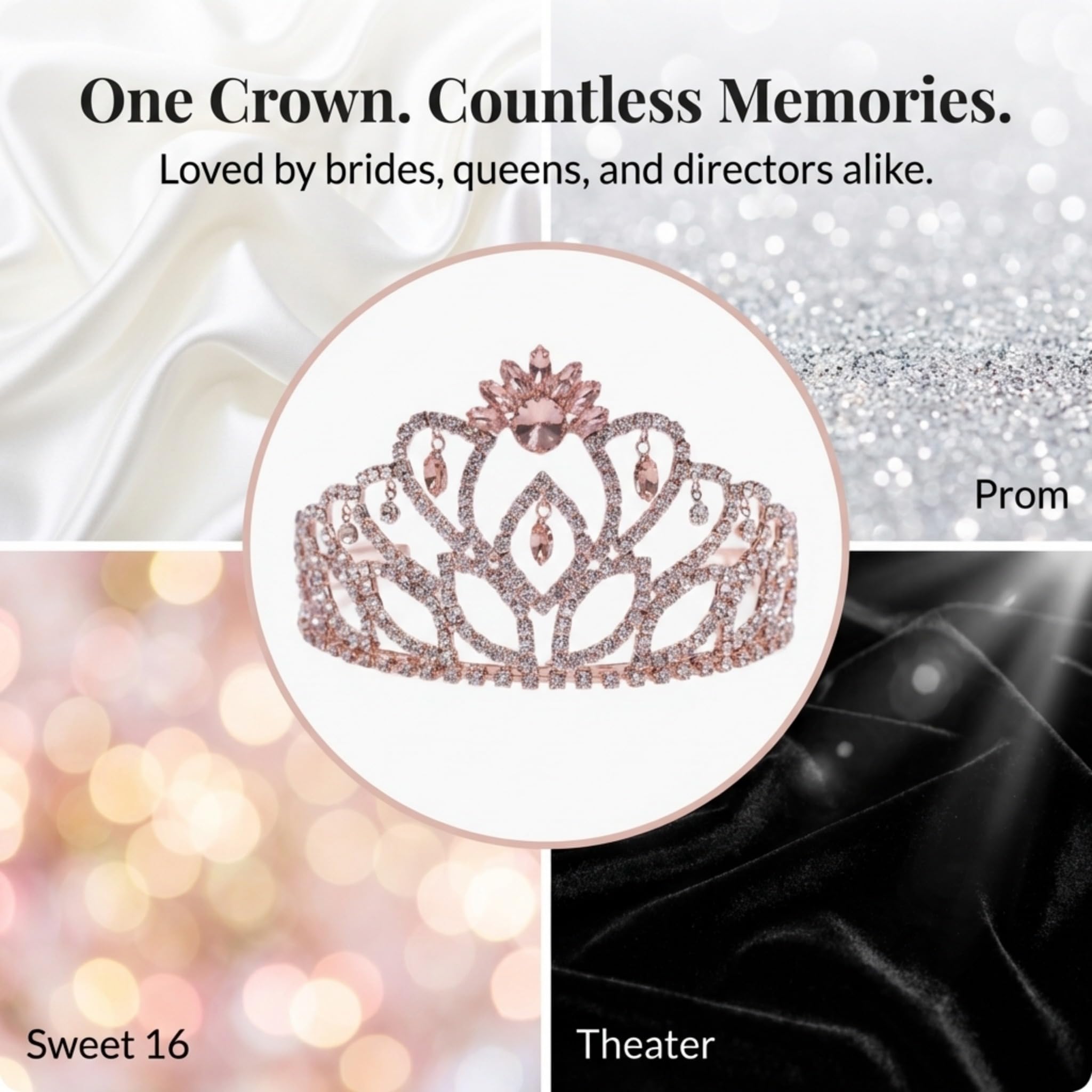 Anderson’s Cassandra Rhinestone Tiara, 2 7/8 Inch Rose Gold Metal Crown with Clear Faux Diamonds for Prom, Homecoming Queen, Wedding Bridal Party, Sweet 16, Quinceañera, Birthday, Pageant, Theater Costume Accessory - Image 7