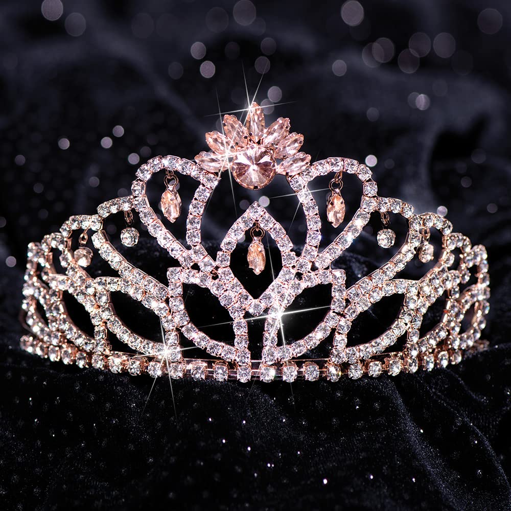 Anderson’s Cassandra Rhinestone Tiara, 2 7/8 Inch Rose Gold Metal Crown with Clear Faux Diamonds for Prom, Homecoming Queen, Wedding Bridal Party, Sweet 16, Quinceañera, Birthday, Pageant, Theater Costume Accessory - Image 8