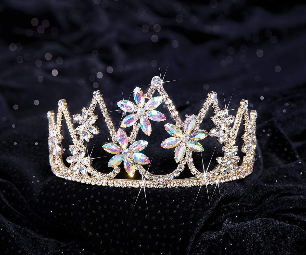 Anderson’s Charlotte Rhinestone Tiara , 3 Inch Gold Metal Crown with Clear and Iridescent Faux Diamonds for Prom, Homecoming Queen, Wedding, Bridal Party, Sweet 16, Quinceañera, Birthday, Pageant, Theater Costume Accessory - Image 9