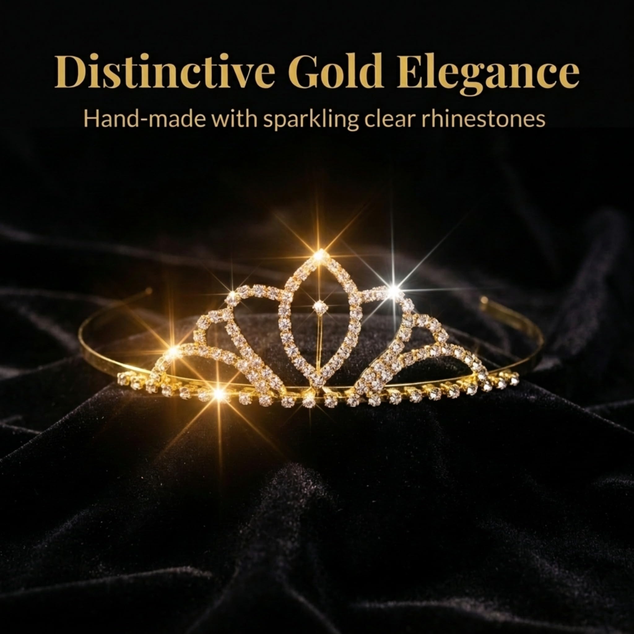 Anderson’s Chelsey Rhinestone Tiara, 1 5/8 Inch Gold Metal Crown with Clear Faux Diamonds for Prom, Homecoming, Wedding Bridal Party, Engagement, Bachelorette, Sweet 16, Quinceañera, Graduation, Birthday, Pageant, Theater Costume Accessory - Image 4