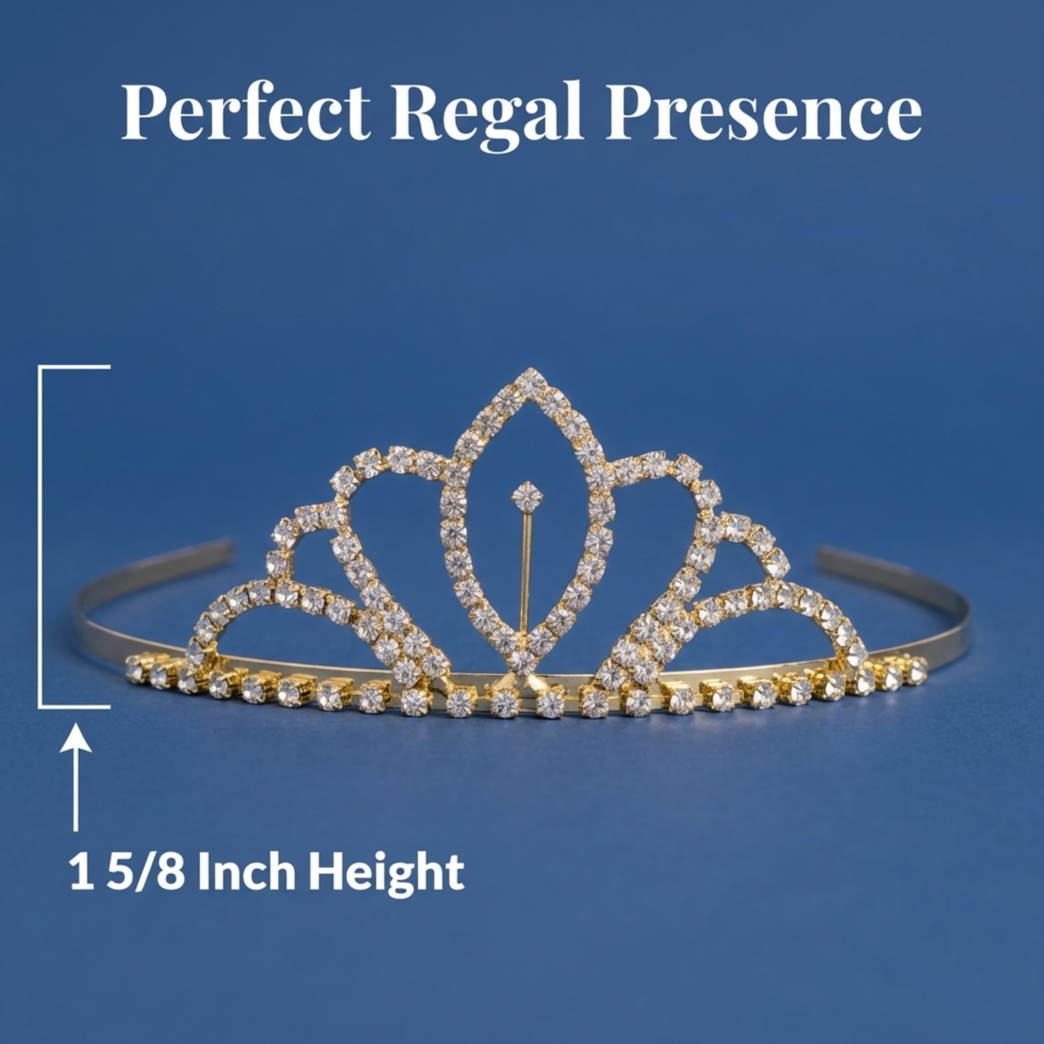 Anderson’s Chelsey Rhinestone Tiara, 1 5/8 Inch Gold Metal Crown with Clear Faux Diamonds for Prom, Homecoming, Wedding Bridal Party, Engagement, Bachelorette, Sweet 16, Quinceañera, Graduation, Birthday, Pageant, Theater Costume Accessory - Image 5