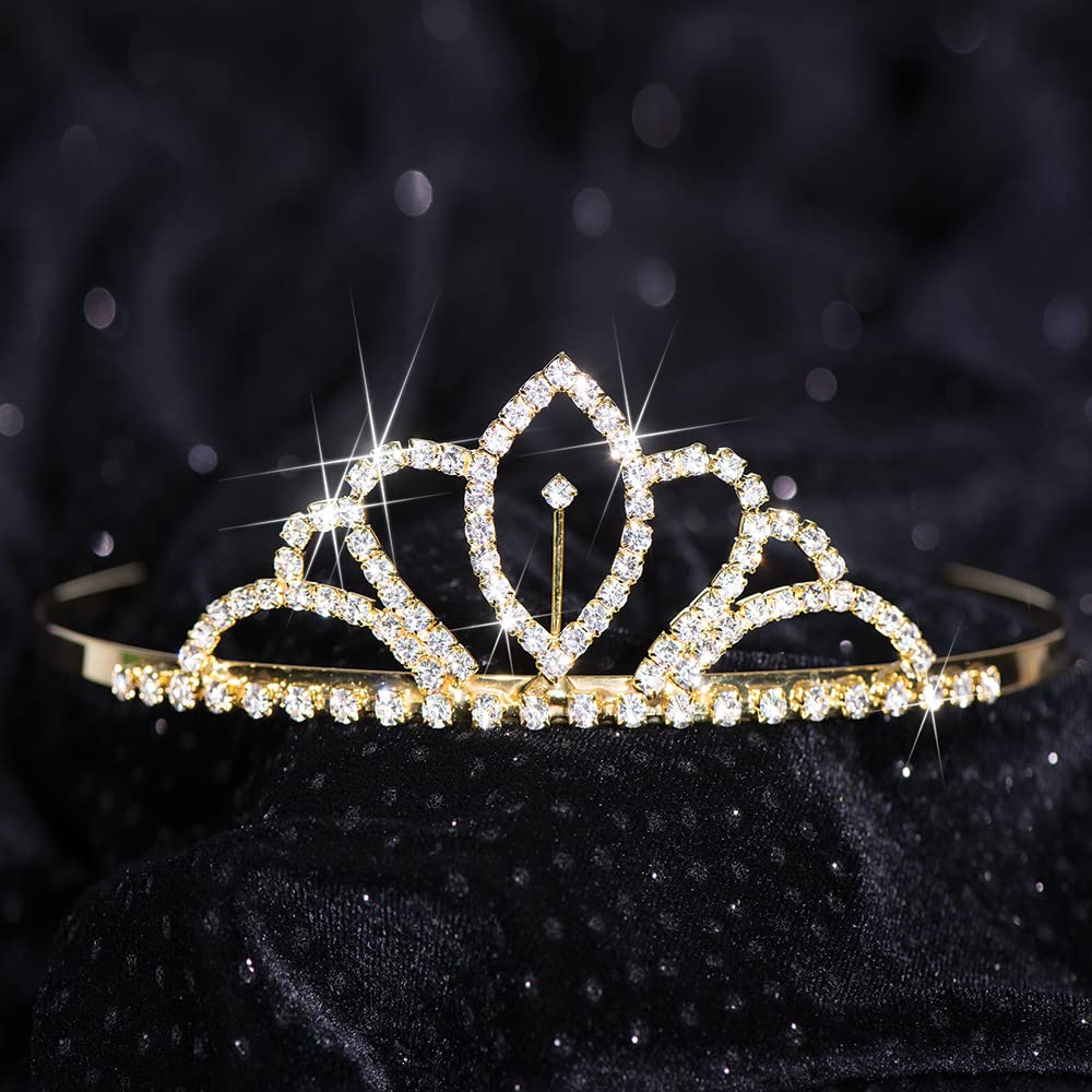 Anderson’s Chelsey Rhinestone Tiara, 1 5/8 Inch Gold Metal Crown with Clear Faux Diamonds for Prom, Homecoming, Wedding Bridal Party, Engagement, Bachelorette, Sweet 16, Quinceañera, Graduation, Birthday, Pageant, Theater Costume Accessory - Image 8