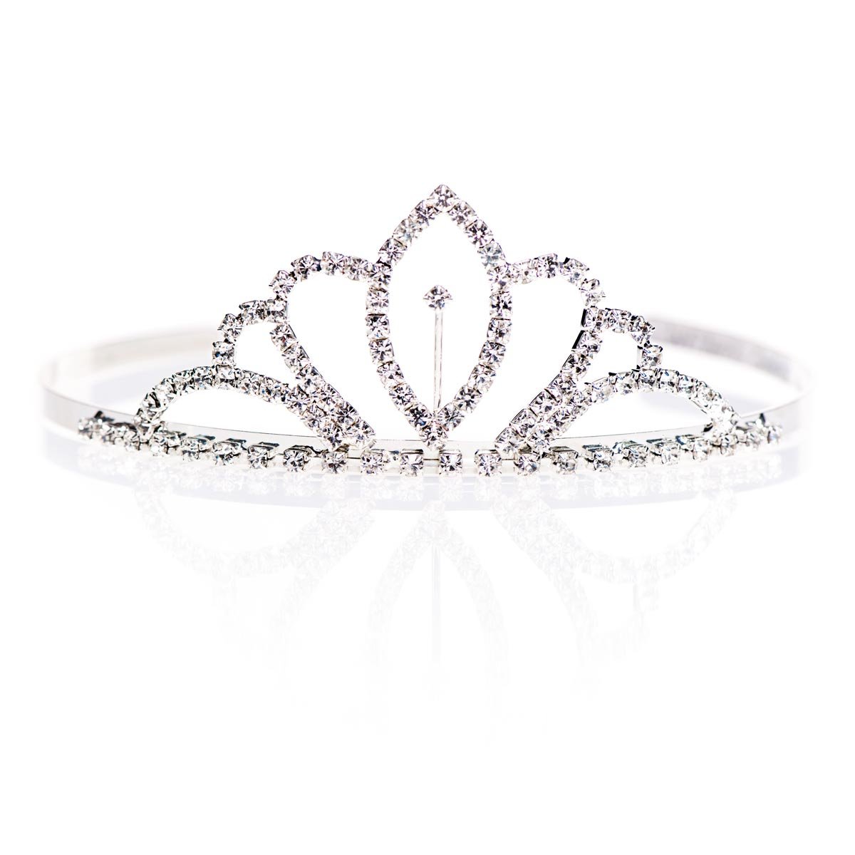 Anderson's Chelsey Rhinestone Tiara, Sparkling 1.625-Inch Silver Crown with Clear Faux Diamonds, Adjustable Band & Comfort Combs, Perfect for Proms, Homecomings, Weddings, Pageants & Special Events