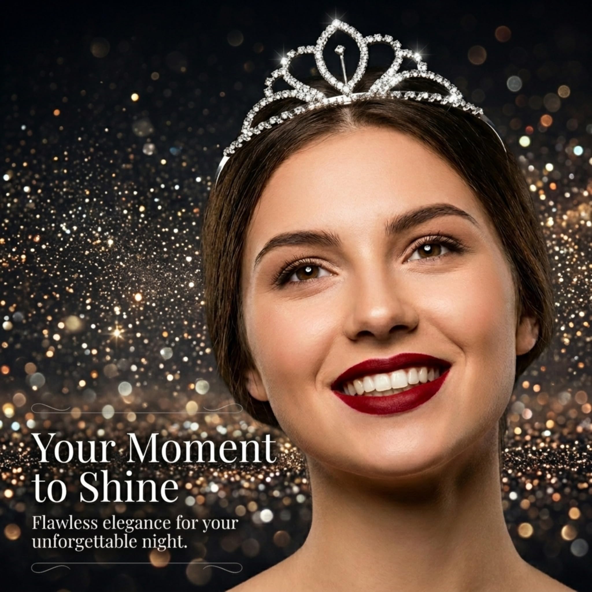 Anderson's Chelsey Rhinestone Tiara, Sparkling 1.625-Inch Silver Crown with Clear Faux Diamonds, Adjustable Band & Comfort Combs, Perfect for Proms, Homecomings, Weddings, Pageants & Special Events - Image 2