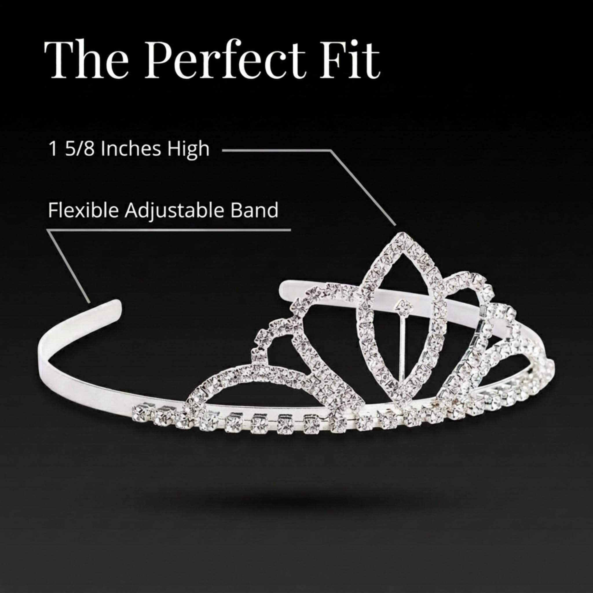Anderson's Chelsey Rhinestone Tiara, Sparkling 1.625-Inch Silver Crown with Clear Faux Diamonds, Adjustable Band & Comfort Combs, Perfect for Proms, Homecomings, Weddings, Pageants & Special Events - Image 6