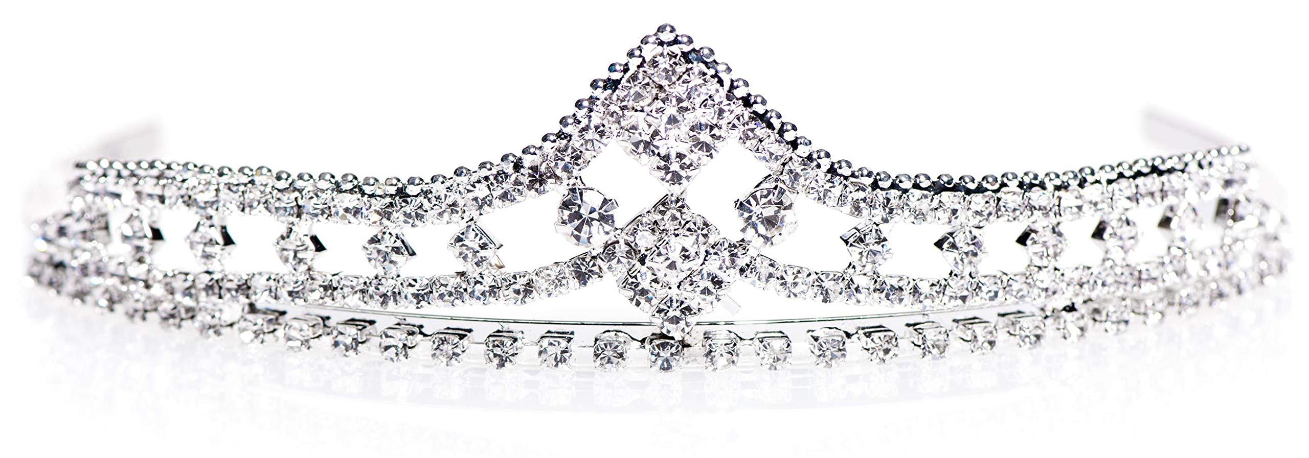 Anderson's Cleo Rhinestone Tiara, Elegant 1 1/2-Inch Clear Crystal Crown for Women, Adjustable Silver Band with Comfort Combs, Perfect for Weddings, Proms, Pageants, Quinceañeras, and Special Occasions