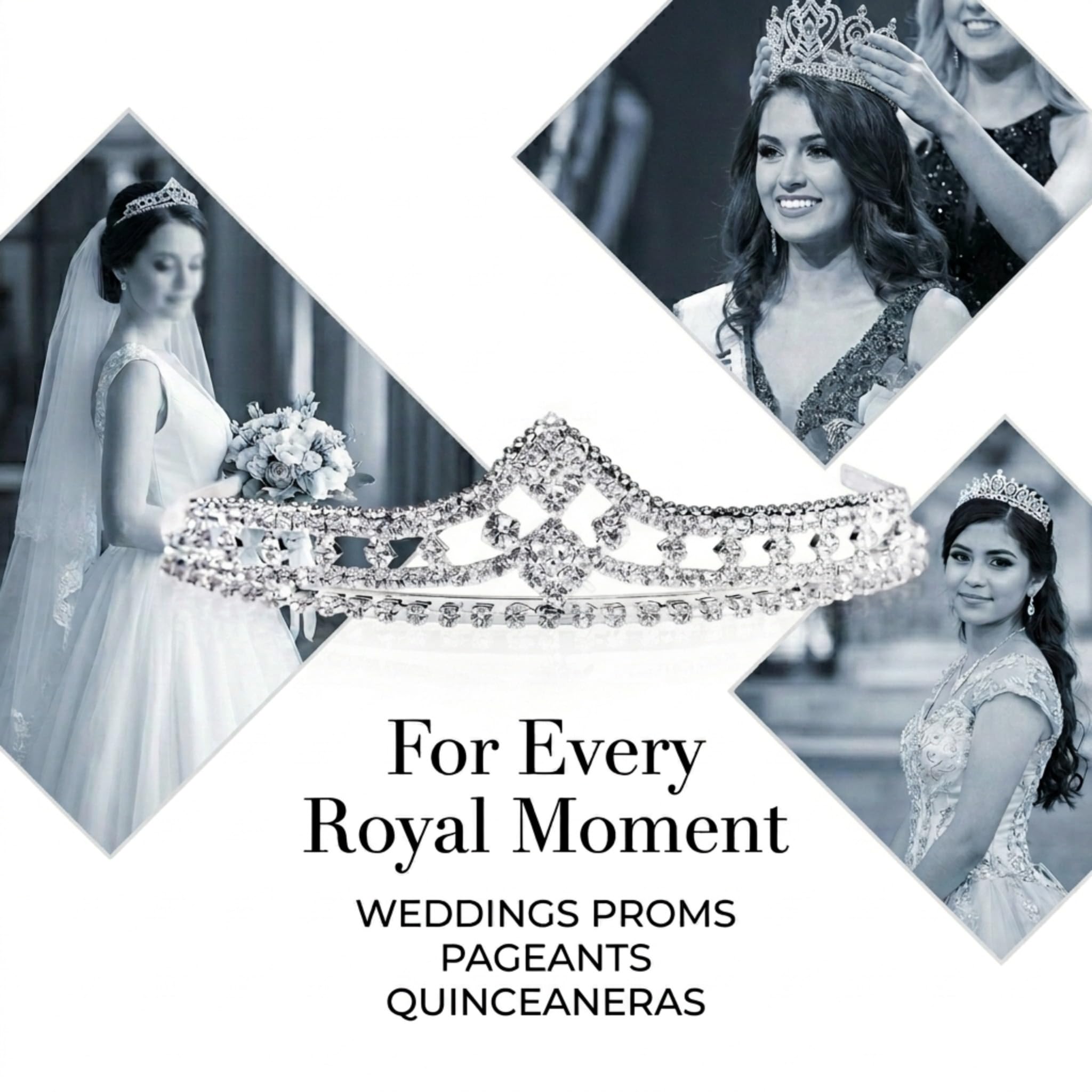 Anderson's Cleo Rhinestone Tiara, Elegant 1 1/2-Inch Clear Crystal Crown for Women, Adjustable Silver Band with Comfort Combs, Perfect for Weddings, Proms, Pageants, Quinceañeras, and Special Occasions - Image 3
