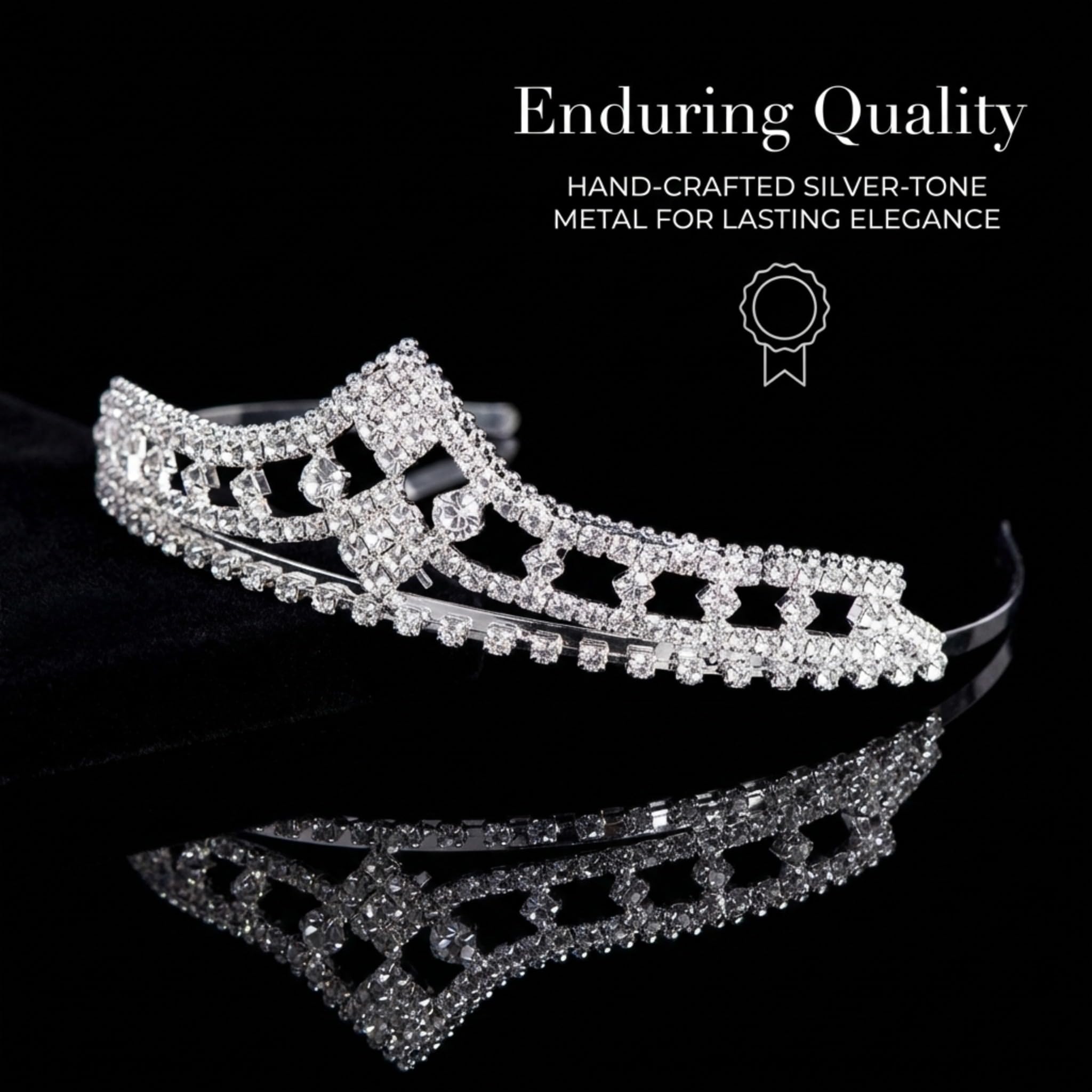 Anderson's Cleo Rhinestone Tiara, Elegant 1 1/2-Inch Clear Crystal Crown for Women, Adjustable Silver Band with Comfort Combs, Perfect for Weddings, Proms, Pageants, Quinceañeras, and Special Occasions - Image 5