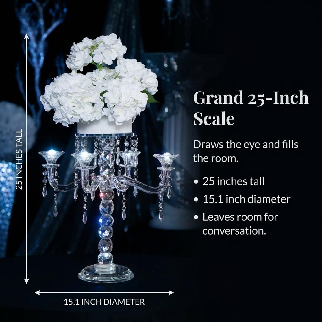 Anderson's Crystalina Candelabra Centerpiece Kit, Wedding Table Decoration, 25 Inches - Image 2