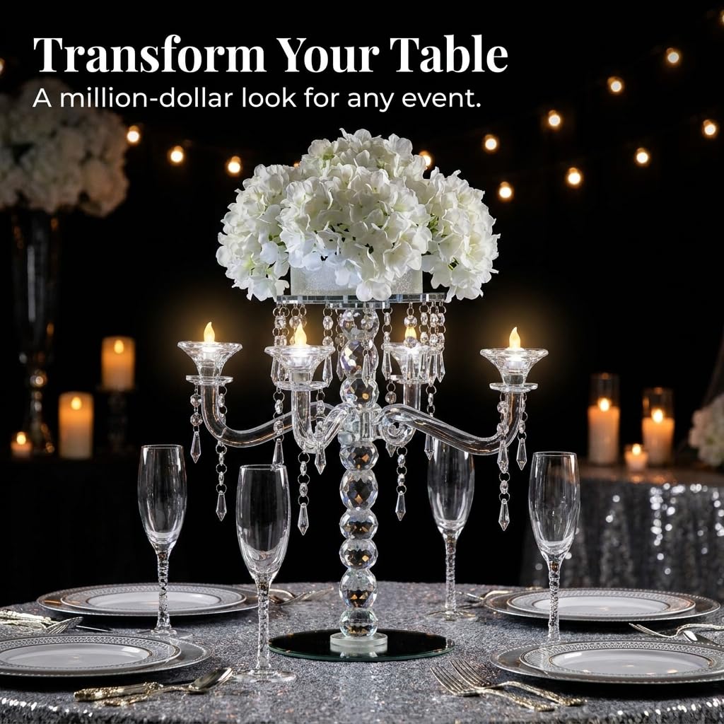 Anderson's Crystalina Candelabra Centerpiece Kit, Wedding Table Decoration, 25 Inches - Image 4