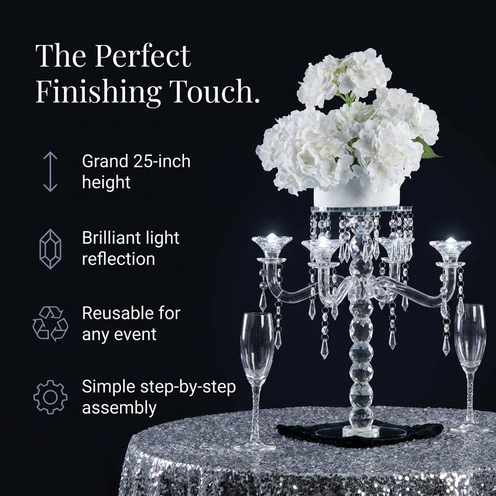 Anderson's Crystalina Candelabra Centerpiece Kit, Wedding Table Decoration, 25 Inches - Image 5