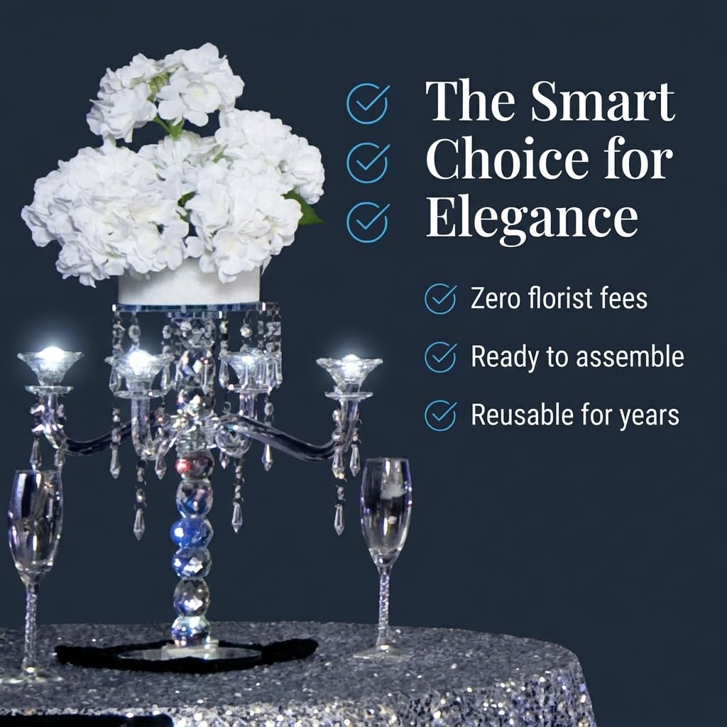 Anderson's Crystalina Candelabra Centerpiece Kit, Wedding Table Decoration, 25 Inches - Image 7