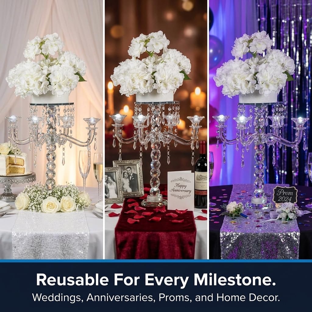 Anderson's Crystalina Candelabra Centerpiece Kit, Wedding Table Decoration, 25 Inches - Image 8
