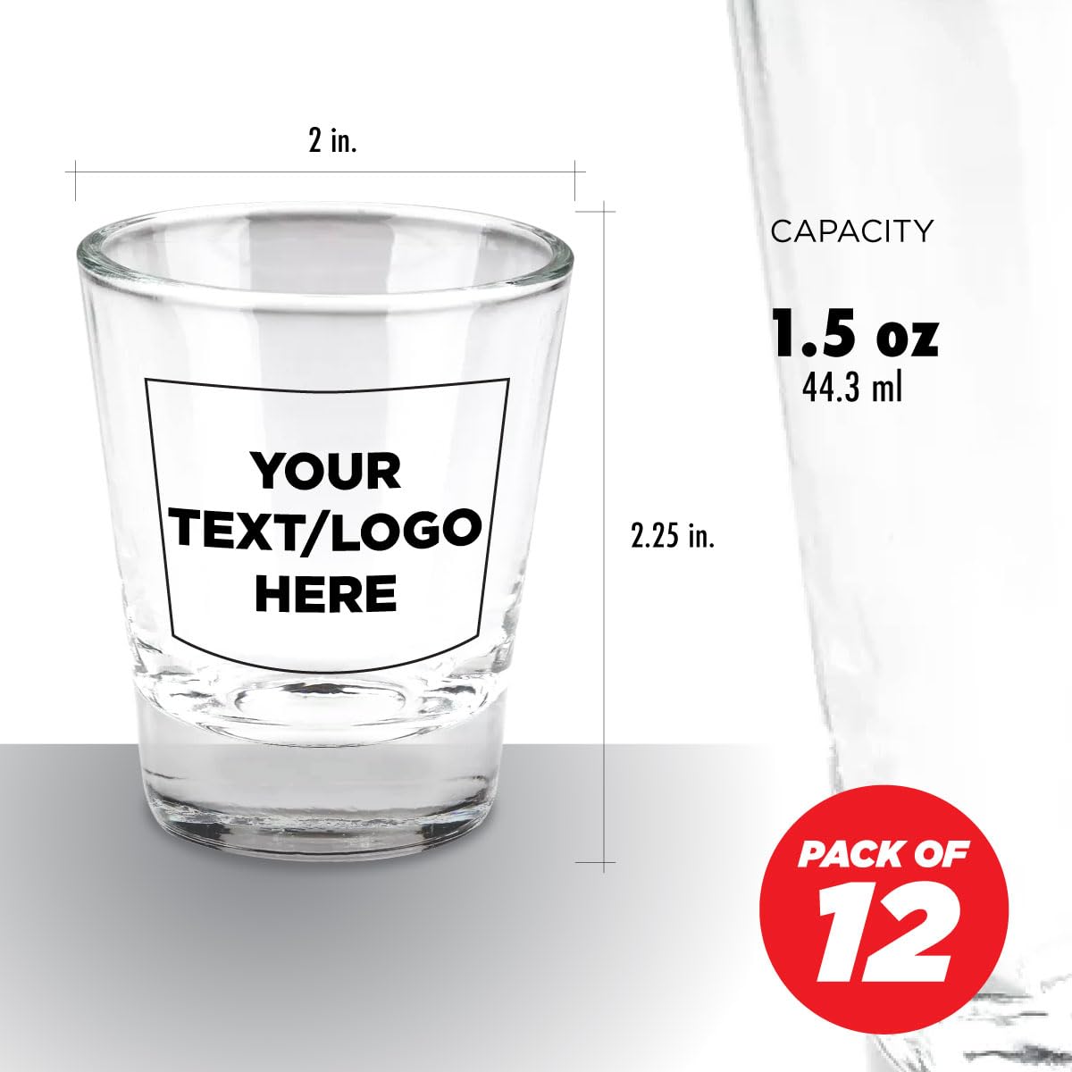 Anderson's Custom 1.5 oz Shot Glasses, Celebrate Every Moment with Our Clear Glass Custom Shot Glasses, Ideal for Birthdays, Weddings, Parties, Favors and Gifts, Single Color Imprint, Set of 12 - Image 5