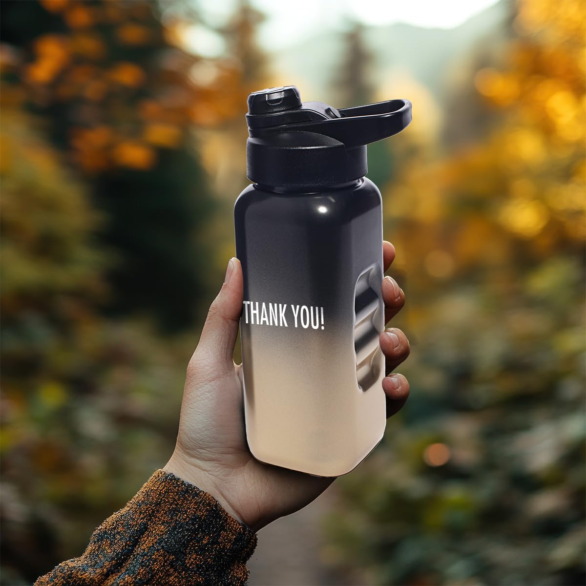 Anderson's Custom Black and Gold Ombre Plastic Water Bottle, 35 1/2 oz, Metallic Finish, Flip-Top Spout, Personalized, Fundraisers, Events, Gifts, Favors, 12 Count - Image 5