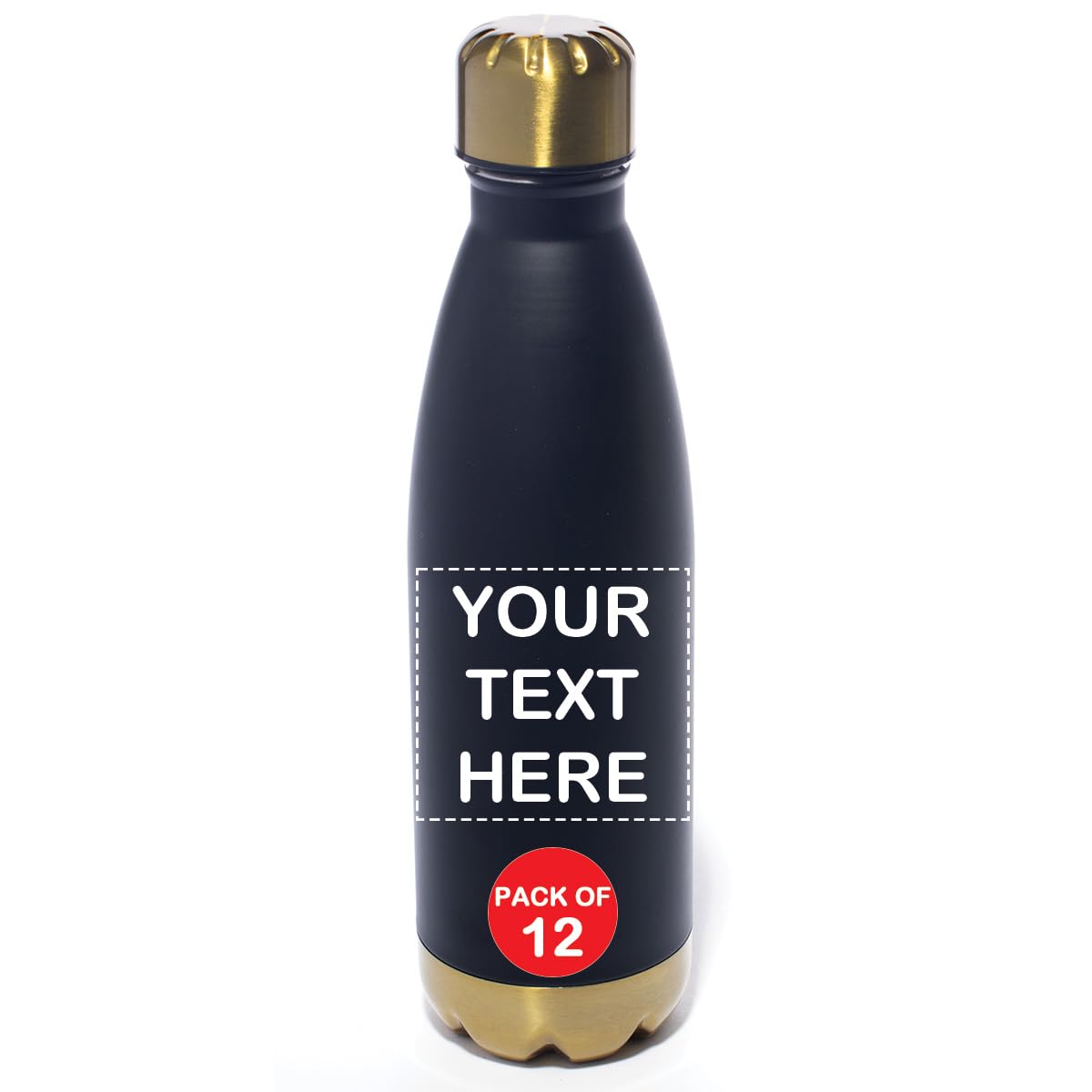 Anderson's Custom Black and Gold Retro Mod Water Bottle, 16 oz, Double-Wall Insulated, Stainless Steel, Personalized, Fundraisers, Events, Gifts, Awards, Wedding Favors, 12 count