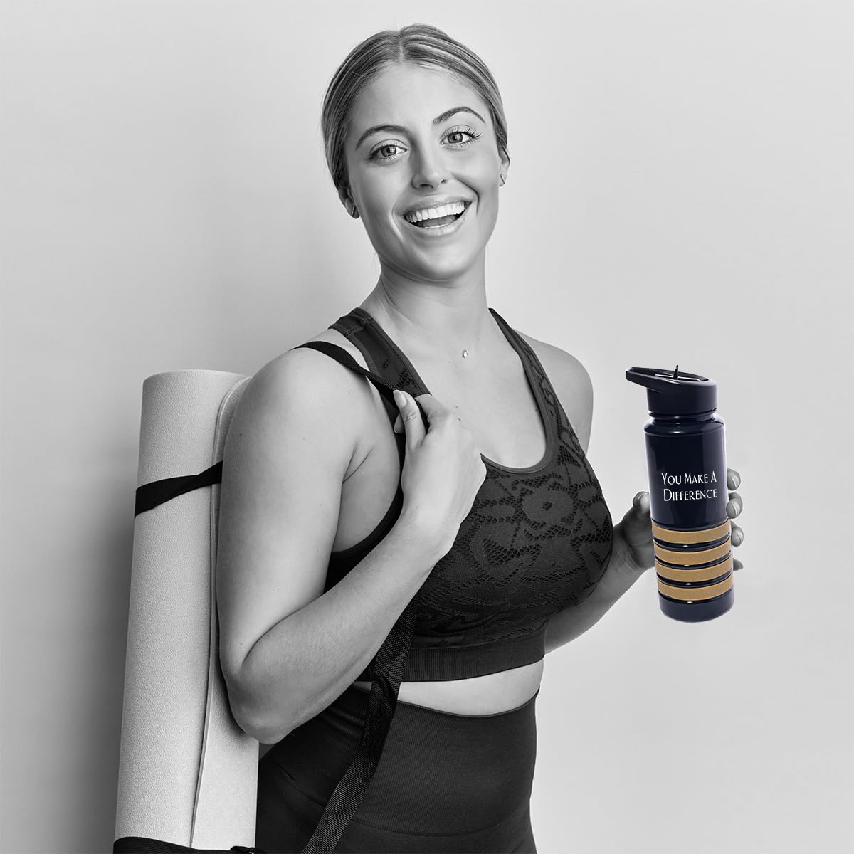 Anderson's Custom Black Tritan Water Bottle with Gold Glitter Wristbands, 25 oz, Transparent Acrylic, Flip-Up Straw, Removable Silicone Wristbands, Personalized, Gifts, Favors, Awards, 12 count - Image 5
