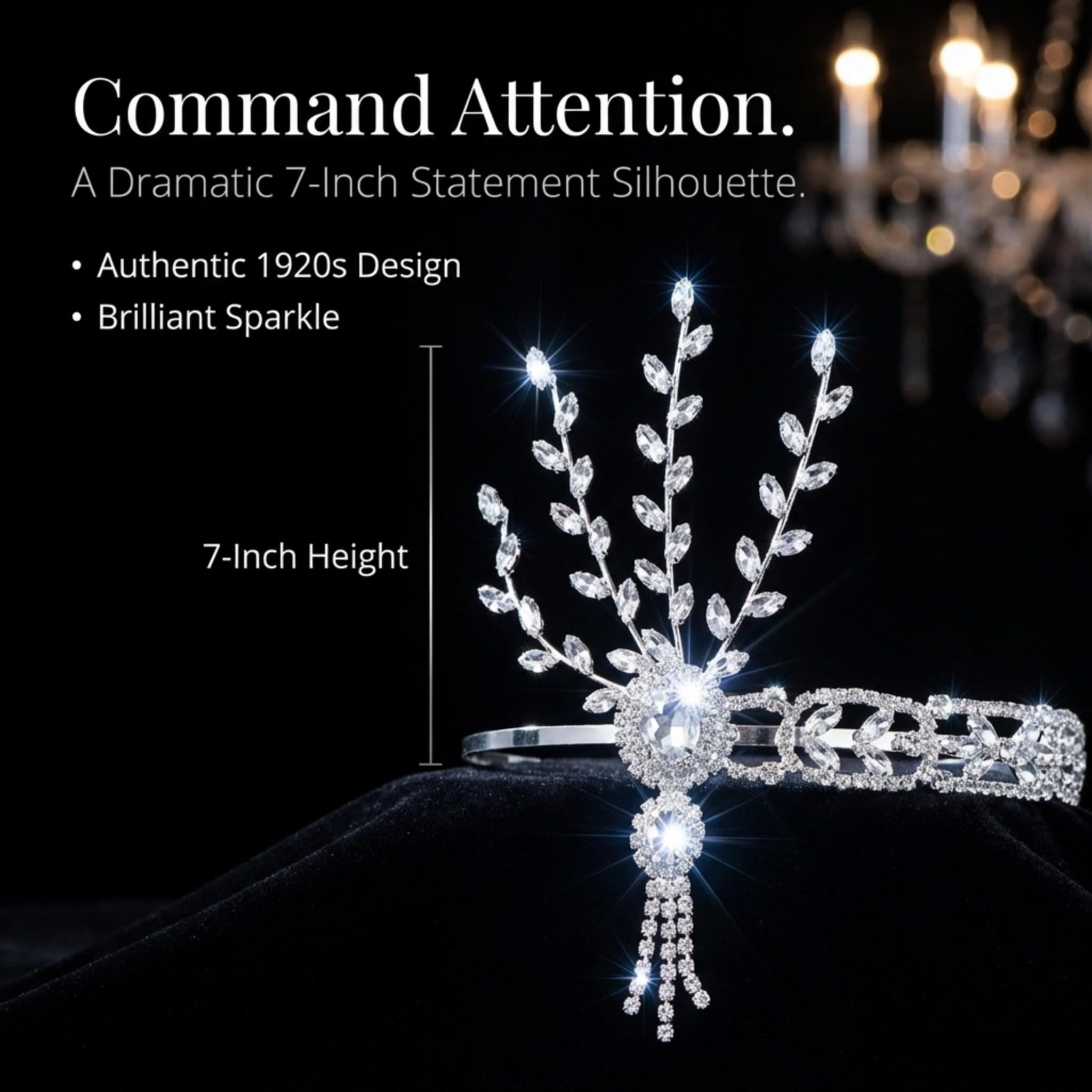 Anderson's Daisy Rhinestone Tiara, Sparkling 7-Inch Vintage Gatsby Crystal Crown for Women, Adjustable Silver Band with Comfort Combs, Perfect for Roaring ’20s Parties, Proms, Pageants, Weddings, and Special Occasions - Image 6