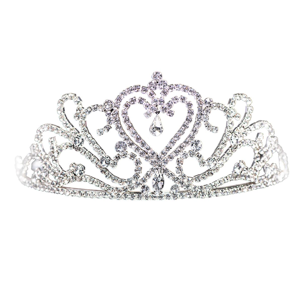 Anderson's Dawn Rhinestone Tiara, 3-Inch Silver Crown with Sparkling Clear Rhinestones for Weddings, Proms, Homecoming, Pageants & Special Events, Adjustable Fit with Comfort Combs