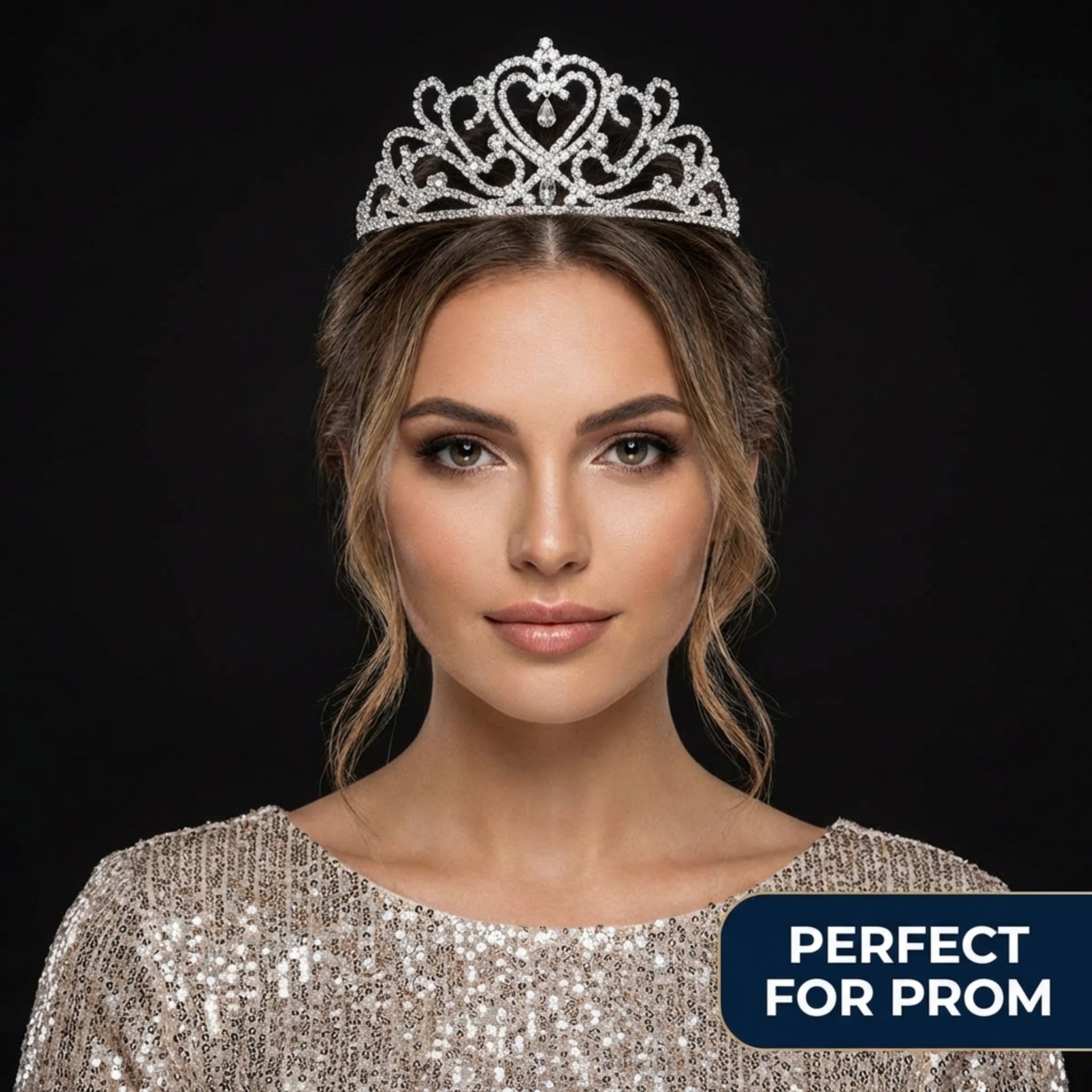 Anderson's Dawn Rhinestone Tiara, 3-Inch Silver Crown with Sparkling Clear Rhinestones for Weddings, Proms, Homecoming, Pageants & Special Events, Adjustable Fit with Comfort Combs - Image 2