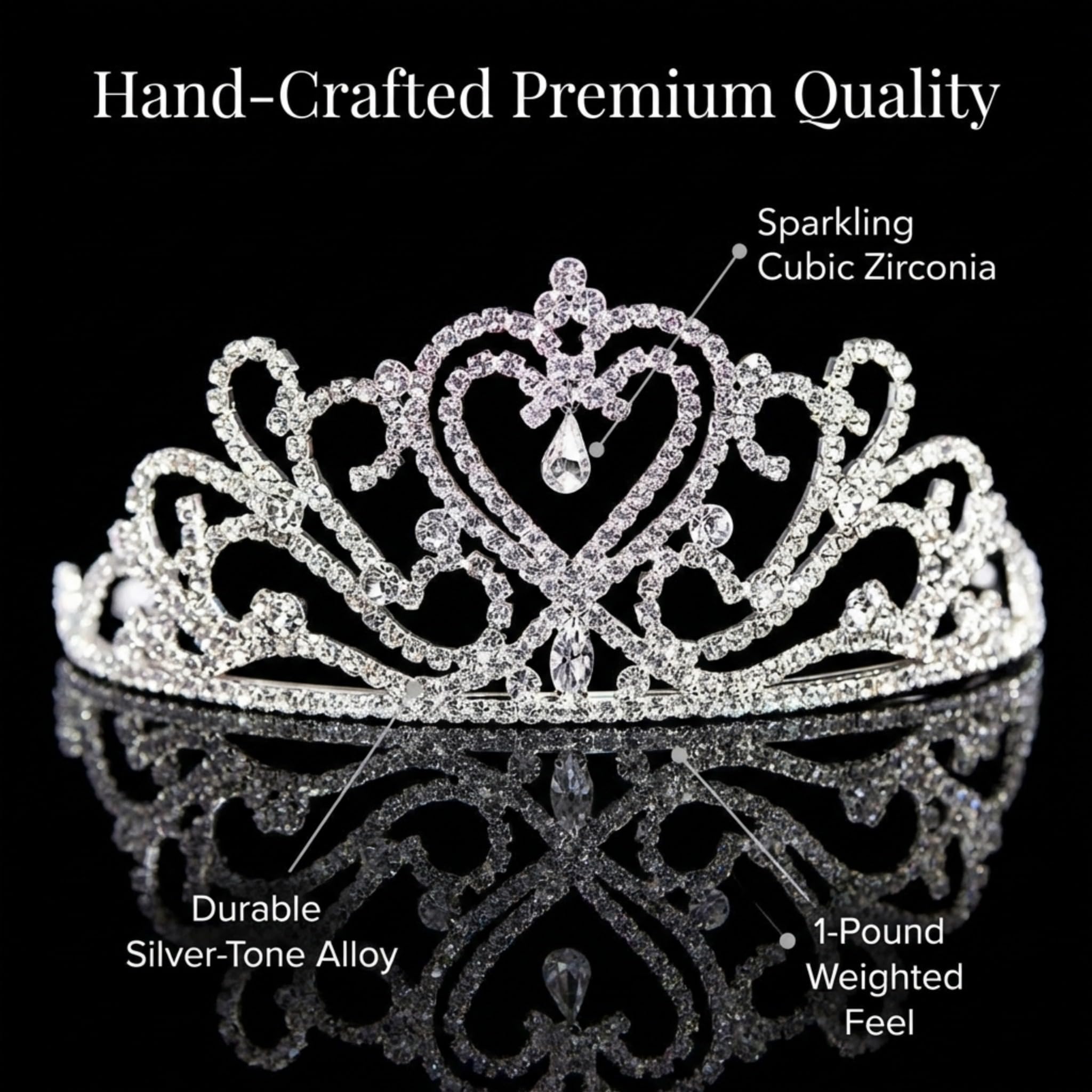 Anderson's Dawn Rhinestone Tiara, 3-Inch Silver Crown with Sparkling Clear Rhinestones for Weddings, Proms, Homecoming, Pageants & Special Events, Adjustable Fit with Comfort Combs - Image 4