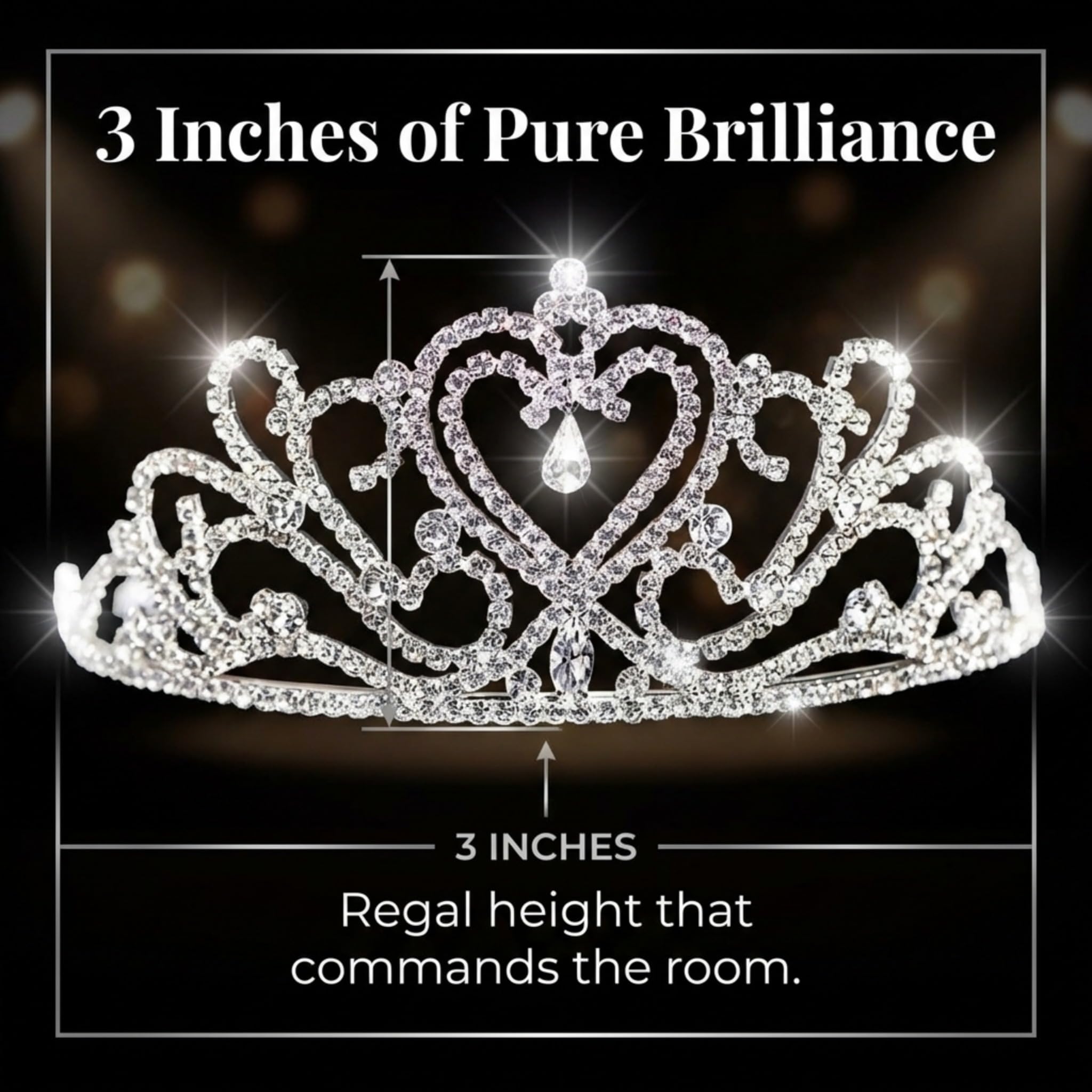 Anderson's Dawn Rhinestone Tiara, 3-Inch Silver Crown with Sparkling Clear Rhinestones for Weddings, Proms, Homecoming, Pageants & Special Events, Adjustable Fit with Comfort Combs - Image 5