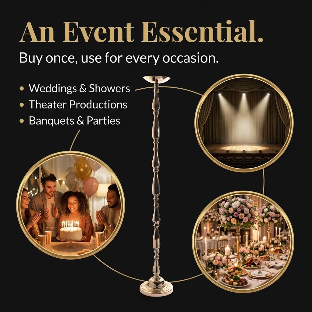 Anderson's Decorative Gold Metal Floor Pedestal Stand, 49.25 In. Tall, Wedding Decoration - Image 8