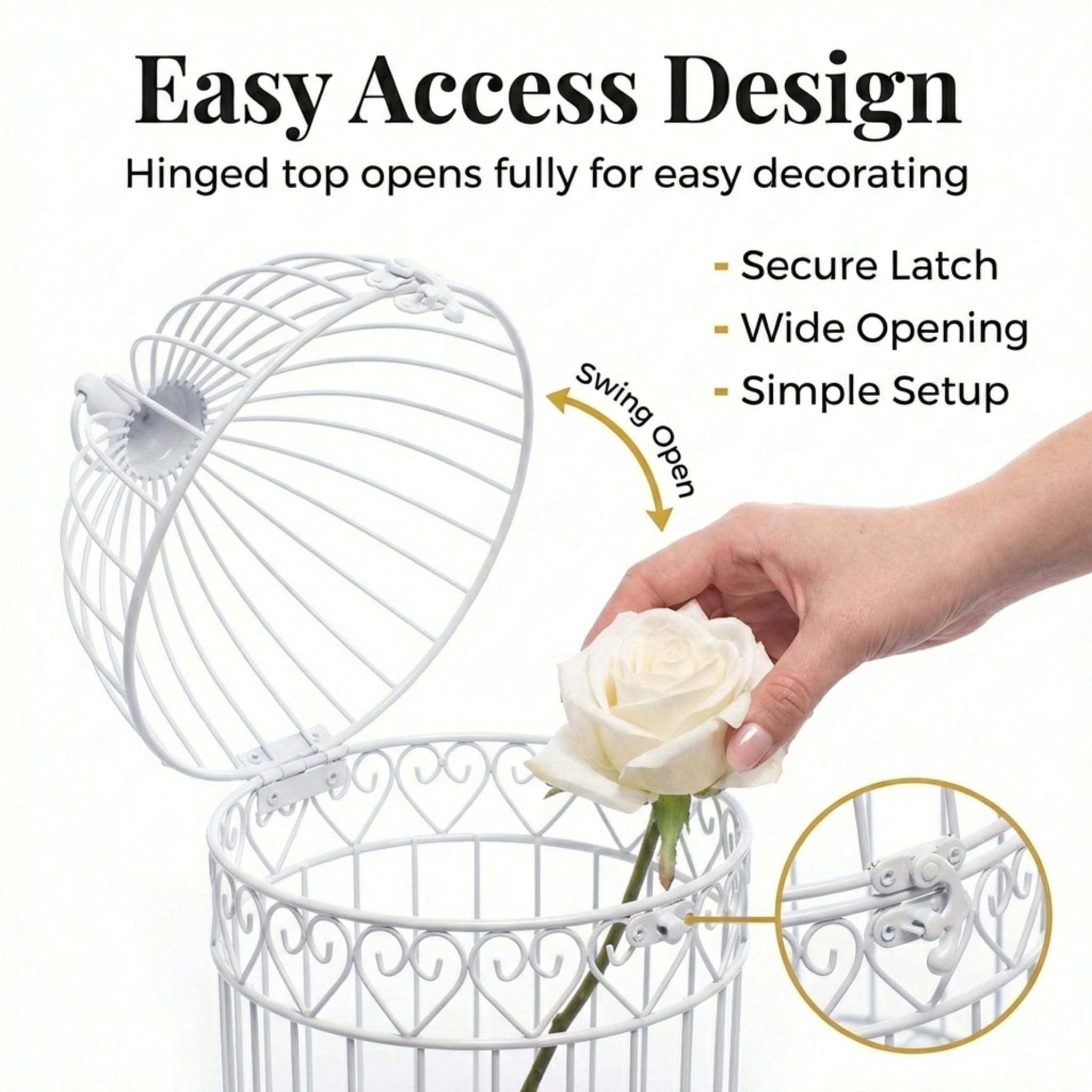 Anderson's Decorative Ivory Wire Birdcage Wedding Centerpiece, Table Décor, Hanging Decorations, Reusable - Image 3