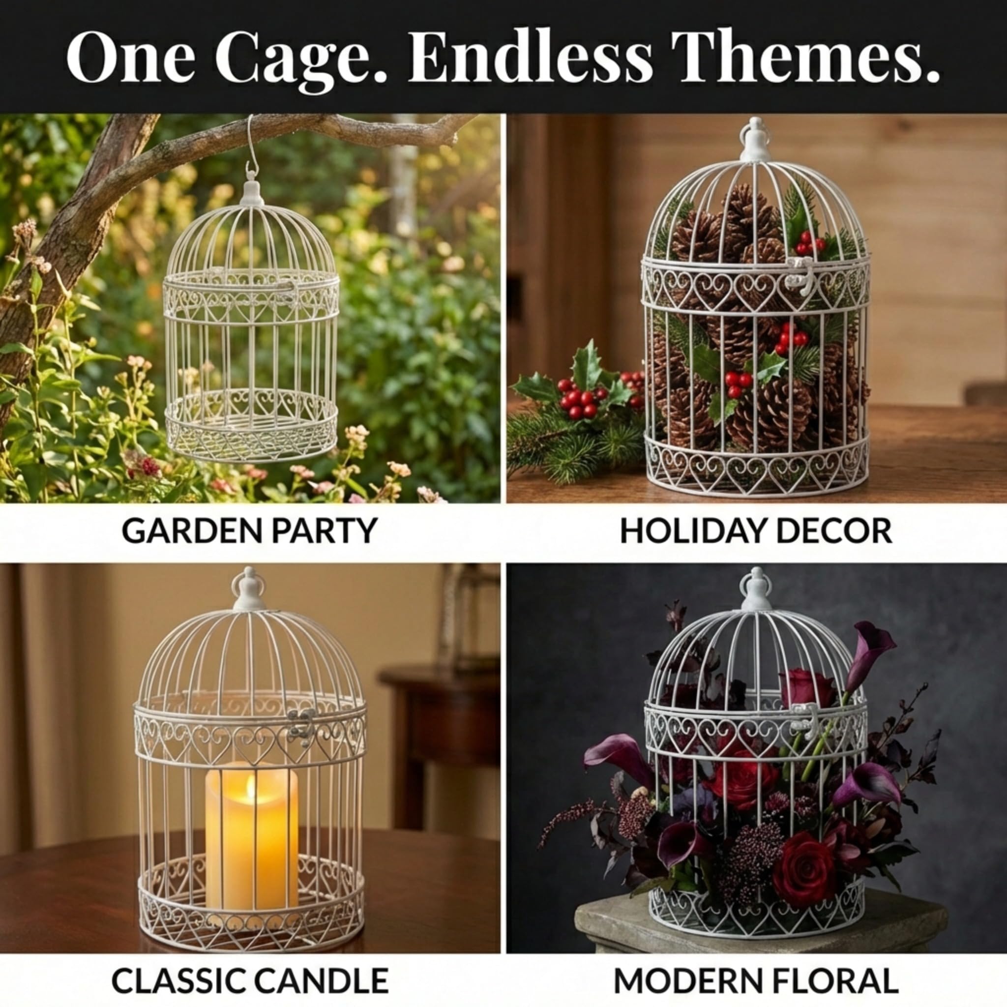 Anderson's Decorative Ivory Wire Birdcage Wedding Centerpiece, Table Décor, Hanging Decorations, Reusable - Image 7