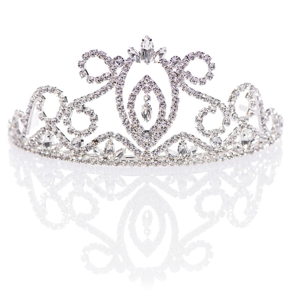 Anderson's Della Rhinestone Tiara, Sparkling 3-Inch Silver Crown with Clear Faux Diamonds, Adjustable Band & Comfort Combs, Perfect for Weddings, Proms, Pageants, Birthdays & Quinceañeras