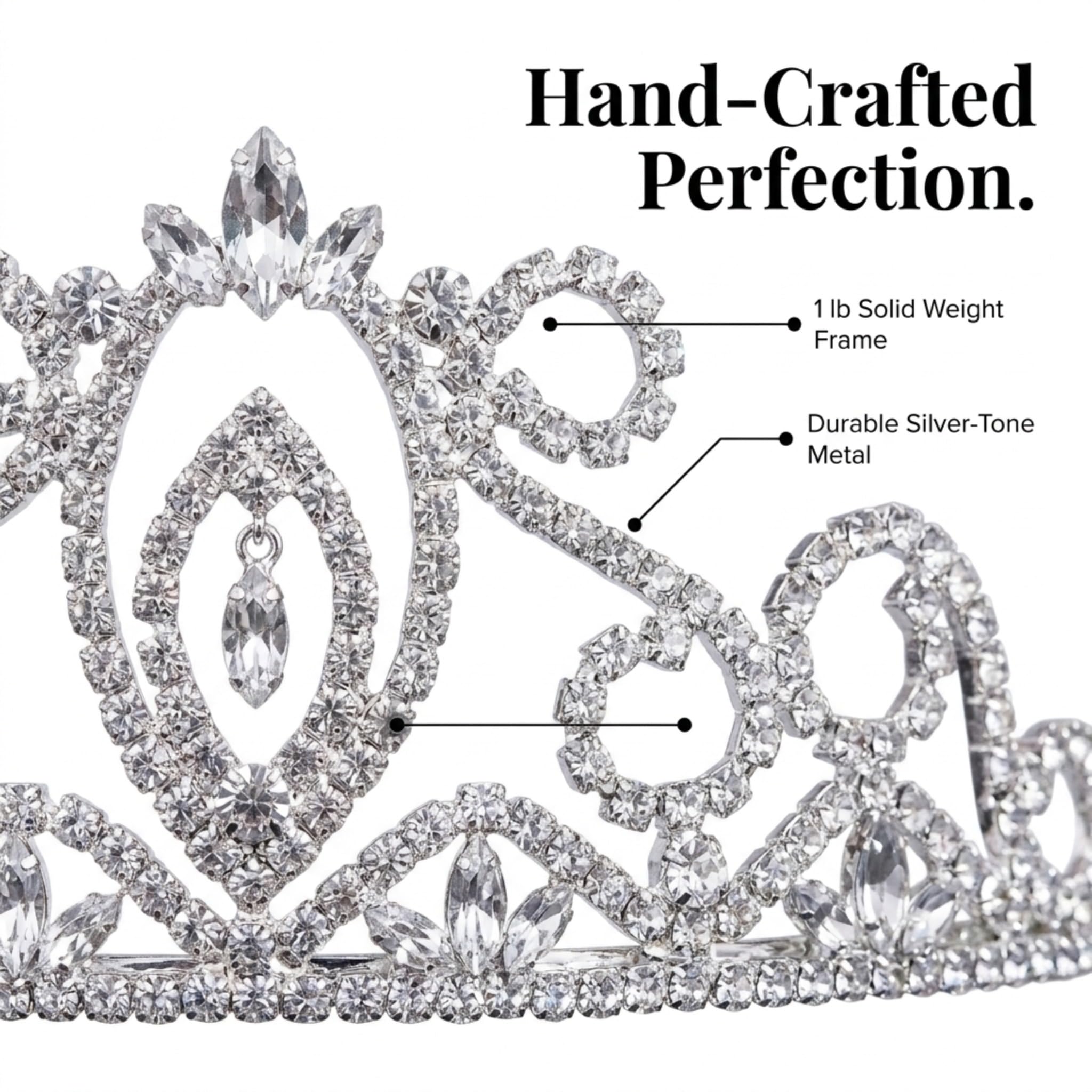 Anderson's Della Rhinestone Tiara, Sparkling 3-Inch Silver Crown with Clear Faux Diamonds, Adjustable Band & Comfort Combs, Perfect for Weddings, Proms, Pageants, Birthdays & Quinceañeras - Image 4