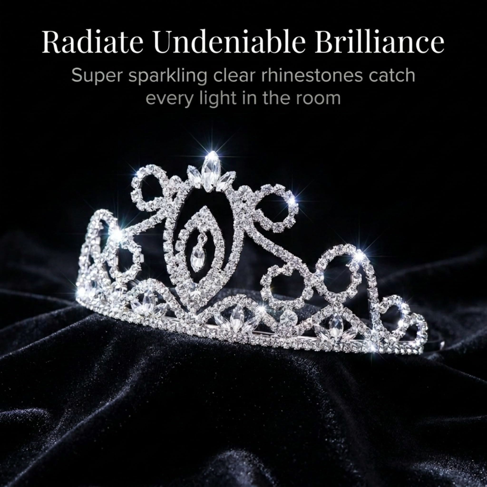 Anderson's Della Rhinestone Tiara, Sparkling 3-Inch Silver Crown with Clear Faux Diamonds, Adjustable Band & Comfort Combs, Perfect for Weddings, Proms, Pageants, Birthdays & Quinceañeras - Image 6