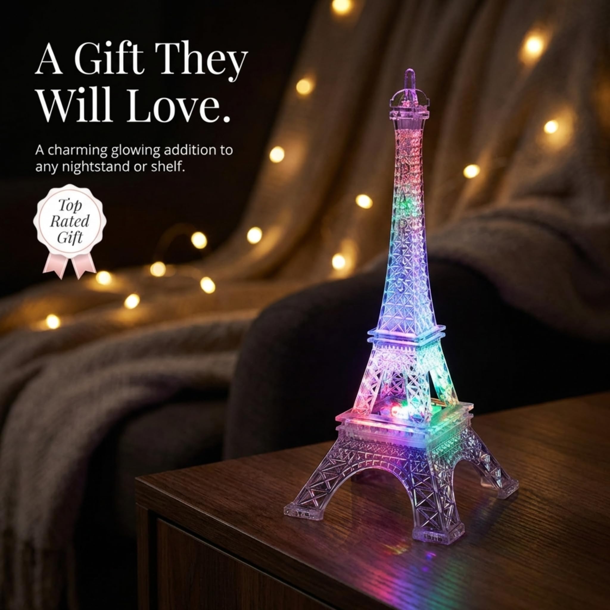 Anderson's Eiffel Tower Centerpiece with Color-Changing LED Lights, 10 inches, Battery-Operated Paris Theme Decoration - Image 5