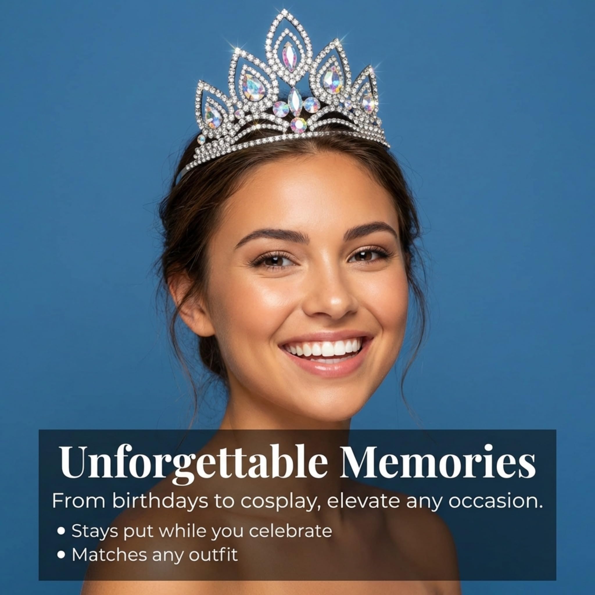 Anderson’s Elizabeth Clear & Iridescent Rhinestone Tiara, 3 1/4" High Hand‑Crafted Smoky Dark Gray Metal Crown with Sparkling Gemstones, Adjustable Fit with Removable Combs, Elegant Accessory for Weddings, Prom Queen, Homecoming, Pageants, Quinceañeras, and Sweet 16 Celebrations - Image 2