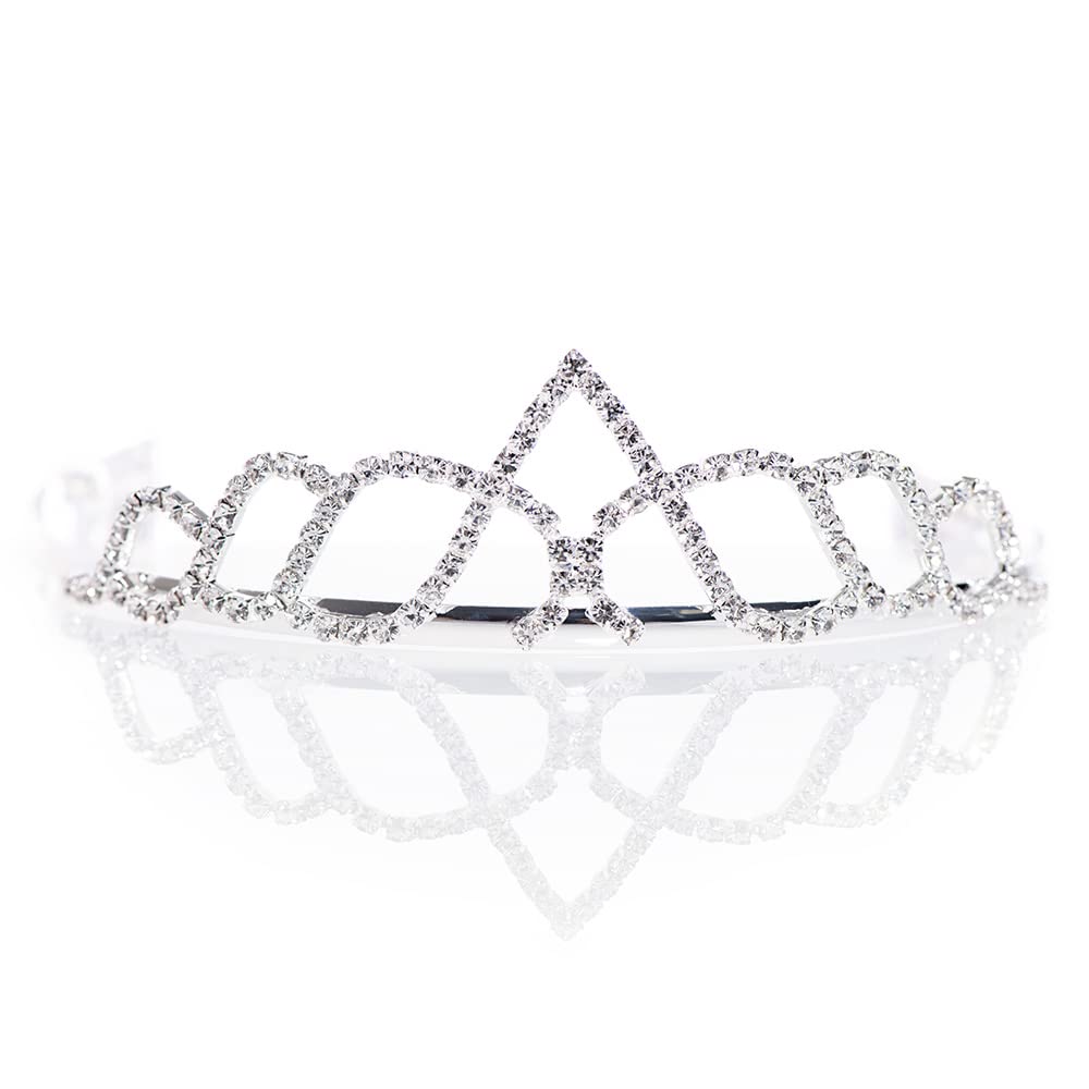 Anderson's Elodie Rhinestone Tiara, 1.5" High Silver Metal Crown with Sparkling Clear Rhinestones, Adjustable Fit & Removable Comfort Combs, Perfect for Prom, Homecoming, Weddings, Pageants, Quinceañeras, and Special Occasions