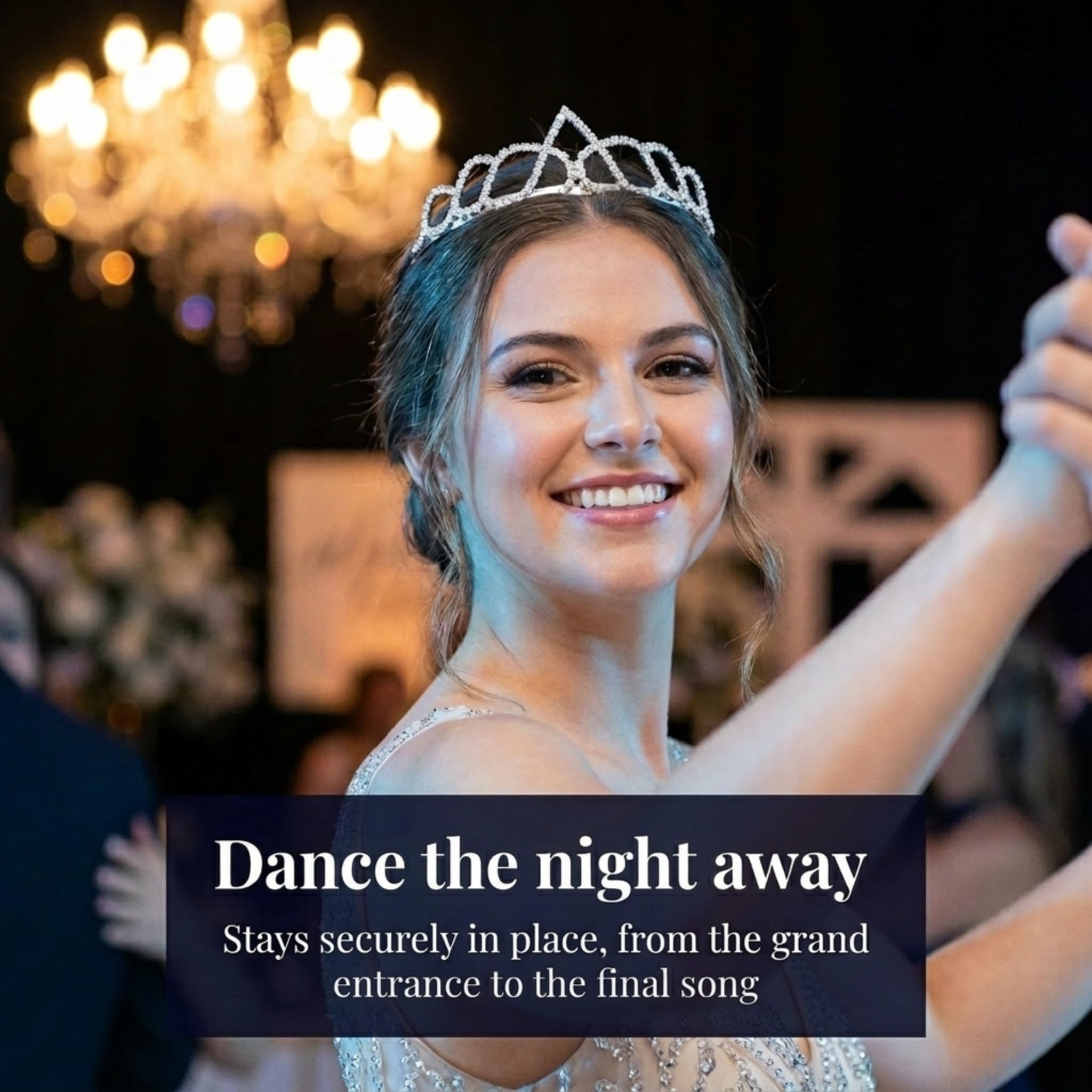 Anderson's Elodie Rhinestone Tiara, 1.5" High Silver Metal Crown with Sparkling Clear Rhinestones, Adjustable Fit & Removable Comfort Combs, Perfect for Prom, Homecoming, Weddings, Pageants, Quinceañeras, and Special Occasions - Image 2