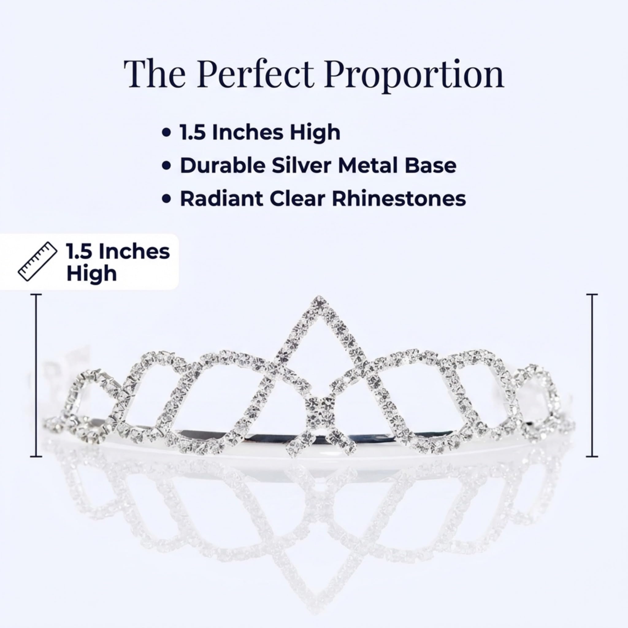 Anderson's Elodie Rhinestone Tiara, 1.5" High Silver Metal Crown with Sparkling Clear Rhinestones, Adjustable Fit & Removable Comfort Combs, Perfect for Prom, Homecoming, Weddings, Pageants, Quinceañeras, and Special Occasions - Image 5