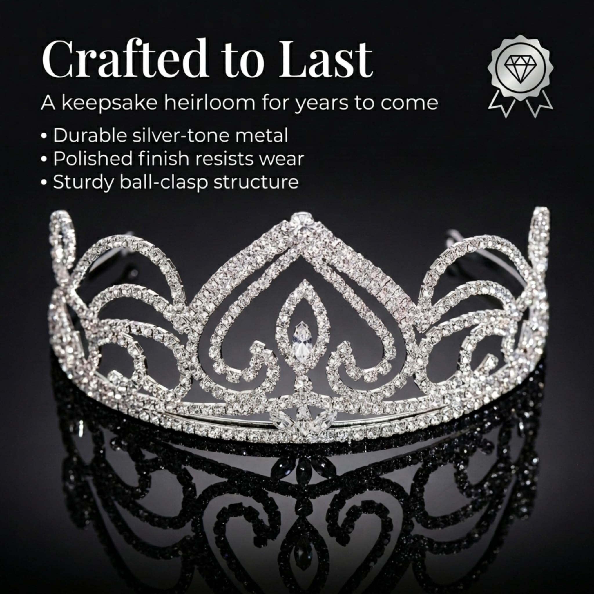 Anderson's Eloise Rhinestone Tiara, 3-Inch Silver Crown with Sparkling Clear Rhinestones for Weddings, Proms, Homecoming, Pageants & Special Events, Adjustable Fit with Comfort Combs - Image 4