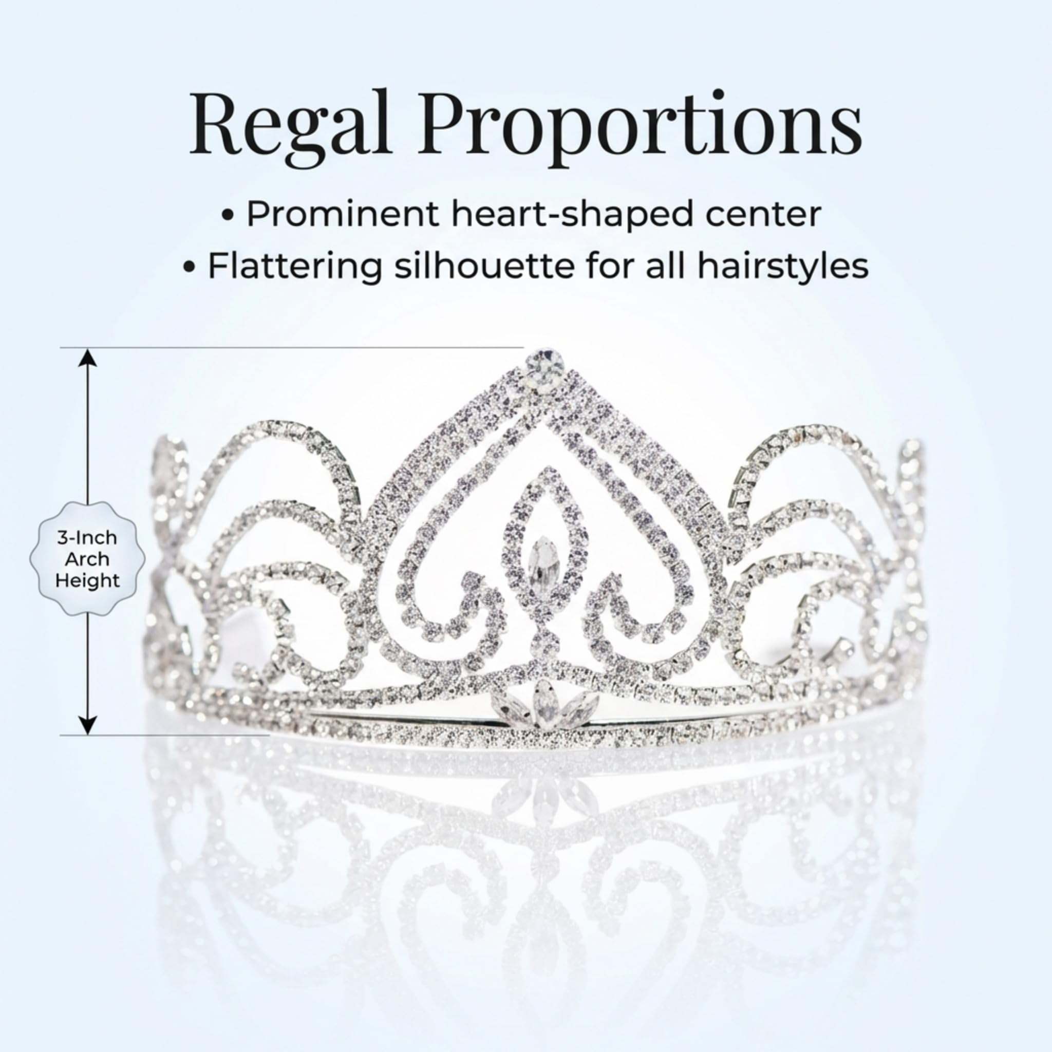 Anderson's Eloise Rhinestone Tiara, 3-Inch Silver Crown with Sparkling Clear Rhinestones for Weddings, Proms, Homecoming, Pageants & Special Events, Adjustable Fit with Comfort Combs - Image 5