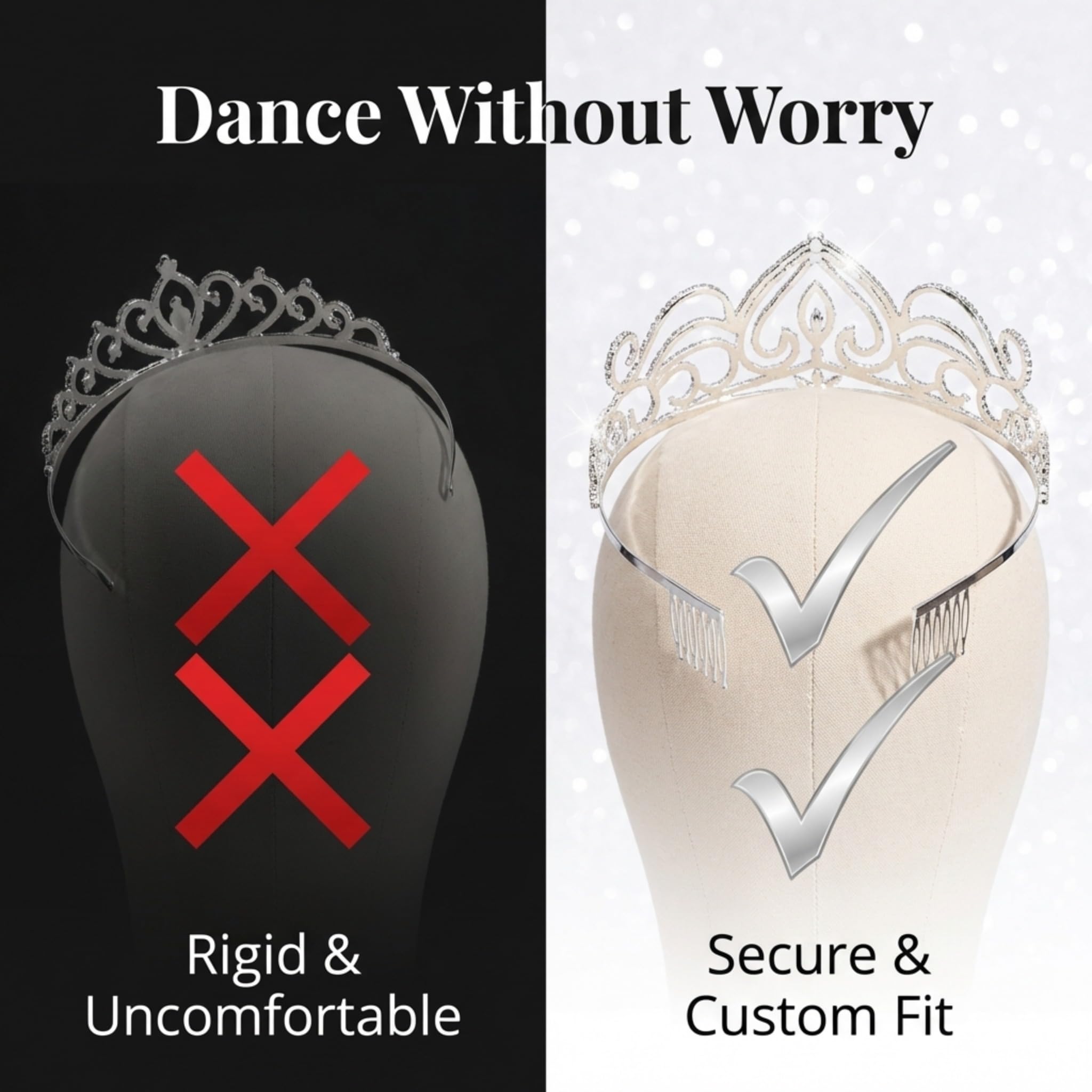 Anderson's Eloise Rhinestone Tiara, 3-Inch Silver Crown with Sparkling Clear Rhinestones for Weddings, Proms, Homecoming, Pageants & Special Events, Adjustable Fit with Comfort Combs - Image 6