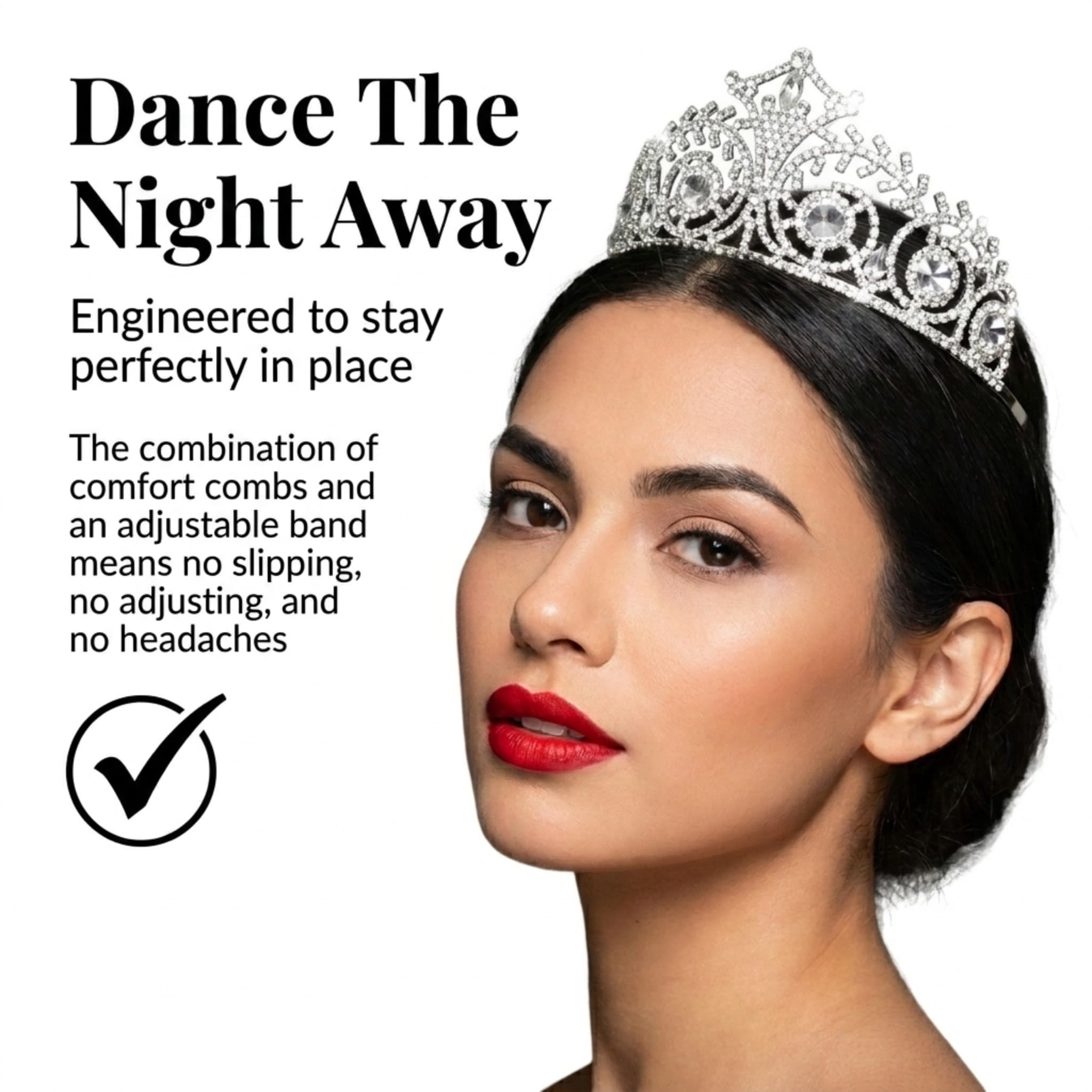 Anderson's Elsa Rhinestone Tiara, Sparkling 3-Inch Clear Crystal Crown for Women, Adjustable Silver Band with Comfort Combs, Perfect for Winter Formals, Weddings, Proms, Pageants, and Special Occasions - Image 3