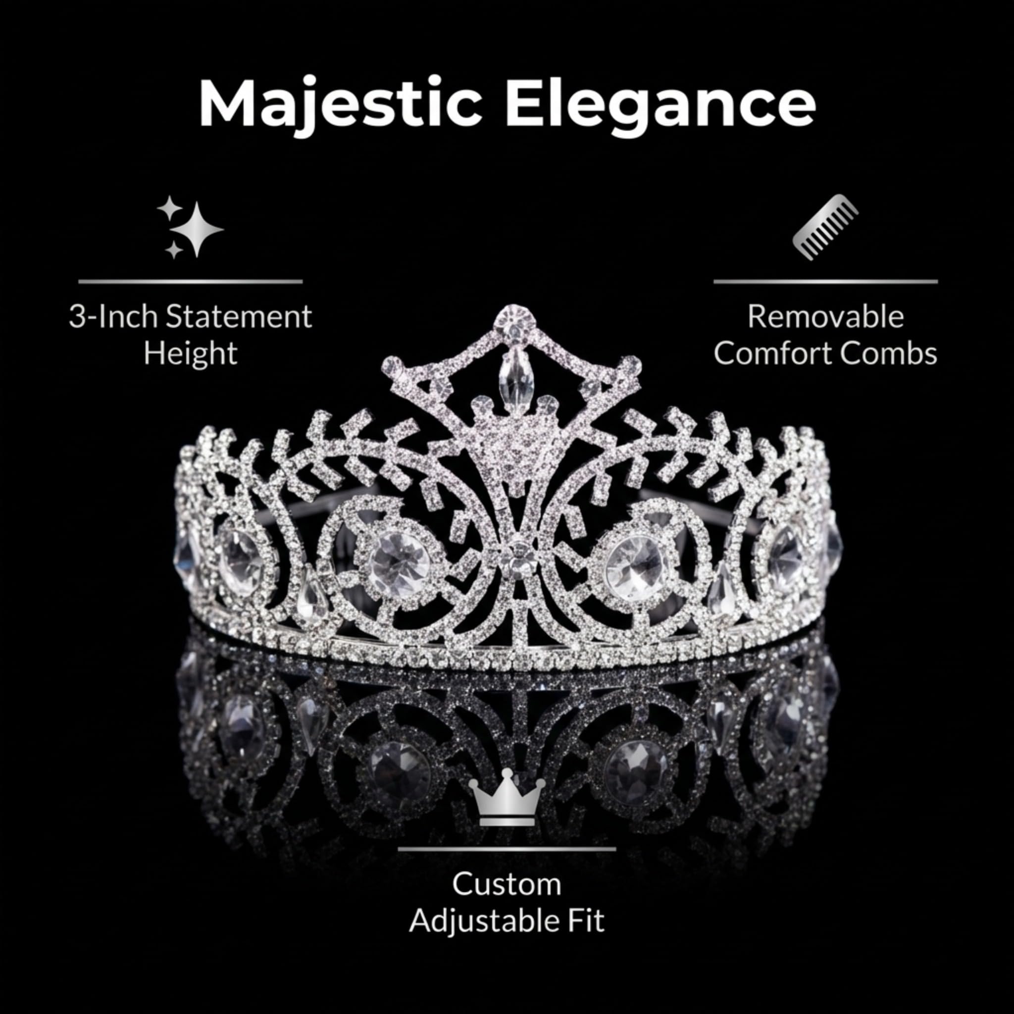 Anderson's Elsa Rhinestone Tiara, Sparkling 3-Inch Clear Crystal Crown for Women, Adjustable Silver Band with Comfort Combs, Perfect for Winter Formals, Weddings, Proms, Pageants, and Special Occasions - Image 5