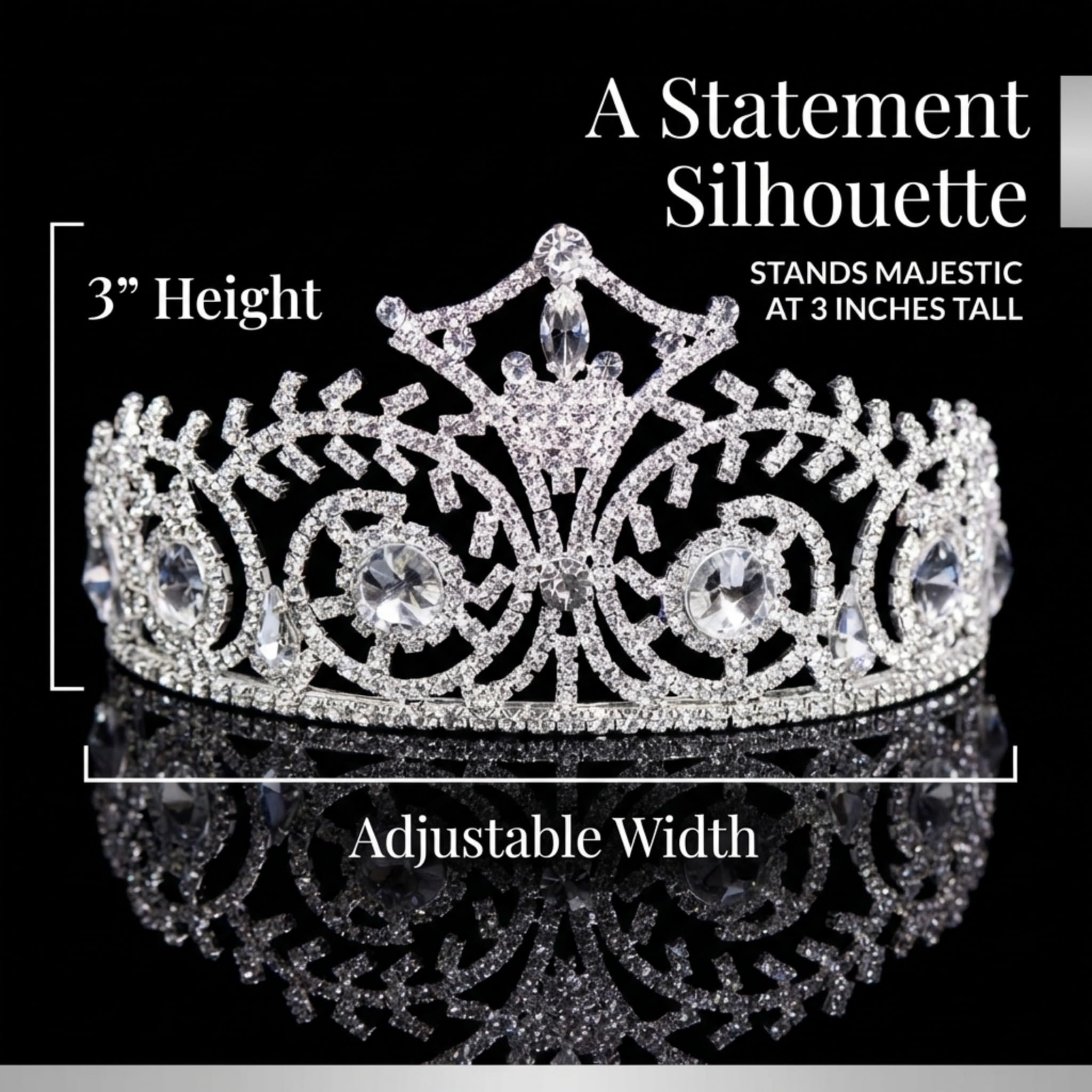 Anderson's Elsa Rhinestone Tiara, Sparkling 3-Inch Clear Crystal Crown for Women, Adjustable Silver Band with Comfort Combs, Perfect for Winter Formals, Weddings, Proms, Pageants, and Special Occasions - Image 6