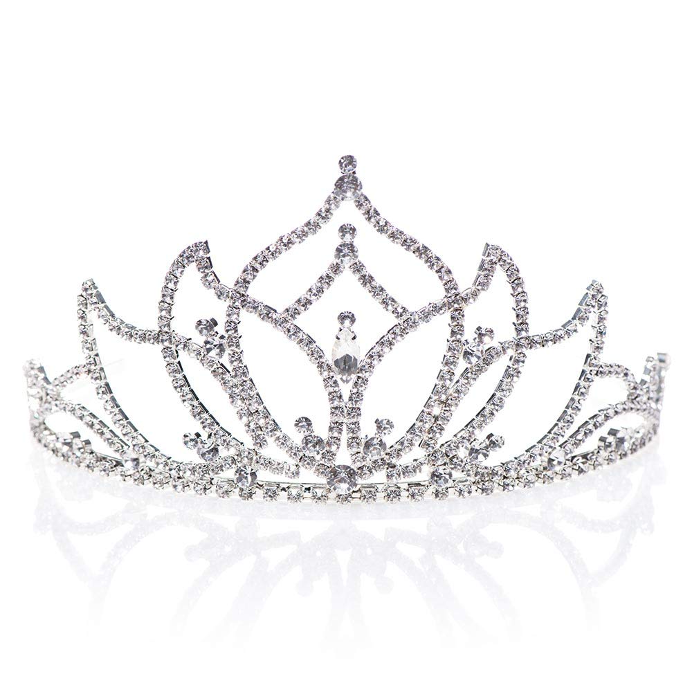 Anderson's Elvira Rhinestone Tiara, 3 1/4-Inch Tall Silver Crown with Sparkling Clear Crystals, Adjustable Wedding Tiara for Brides, Prom Queen, Homecoming, Pageants, Sweet 16 & Quinceañera
