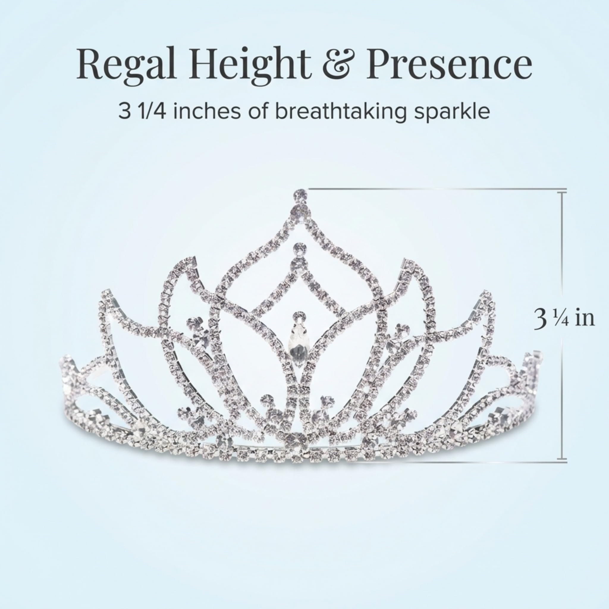 Anderson's Elvira Rhinestone Tiara, 3 1/4-Inch Tall Silver Crown with Sparkling Clear Crystals, Adjustable Wedding Tiara for Brides, Prom Queen, Homecoming, Pageants, Sweet 16 & Quinceañera - Image 3