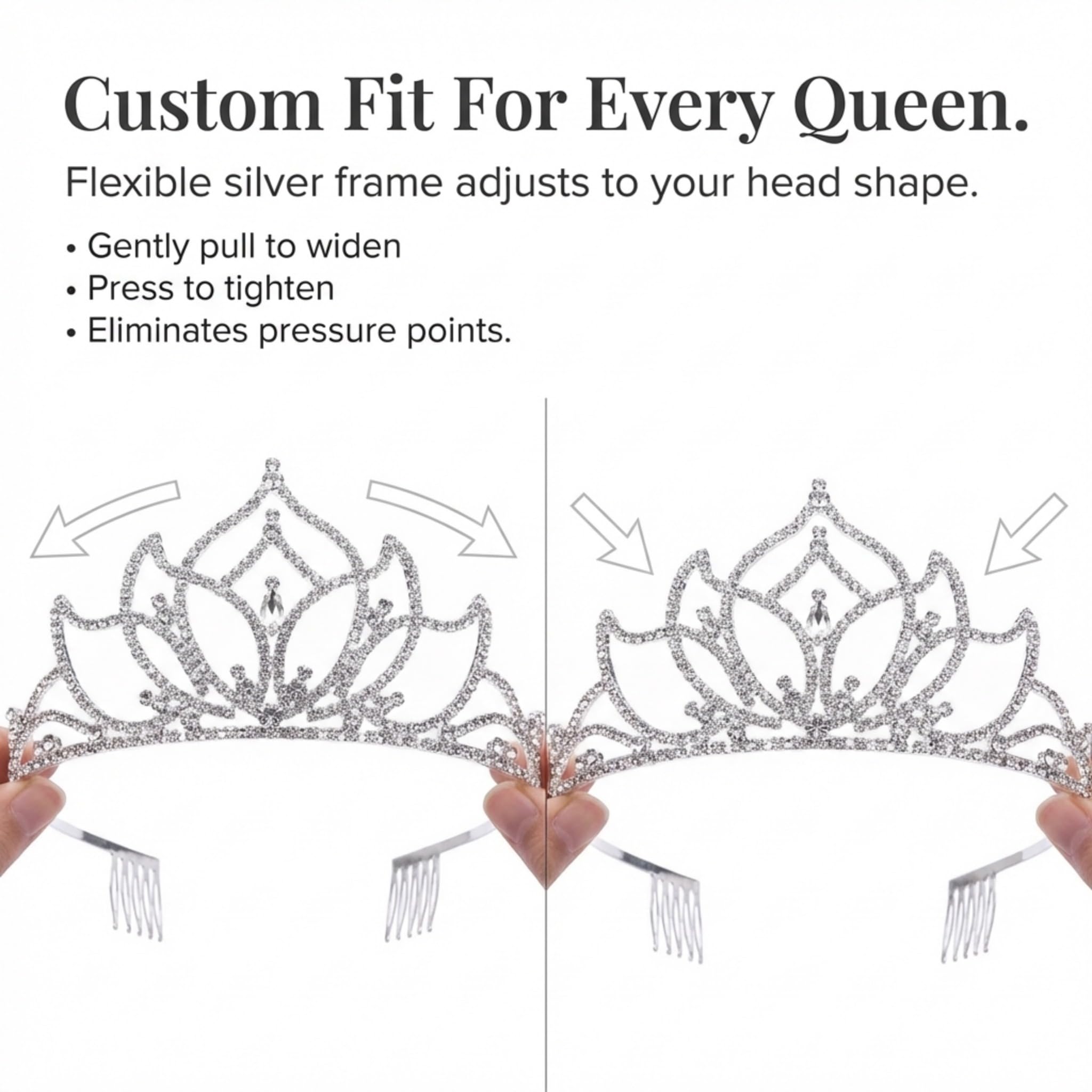 Anderson's Elvira Rhinestone Tiara, 3 1/4-Inch Tall Silver Crown with Sparkling Clear Crystals, Adjustable Wedding Tiara for Brides, Prom Queen, Homecoming, Pageants, Sweet 16 & Quinceañera - Image 4