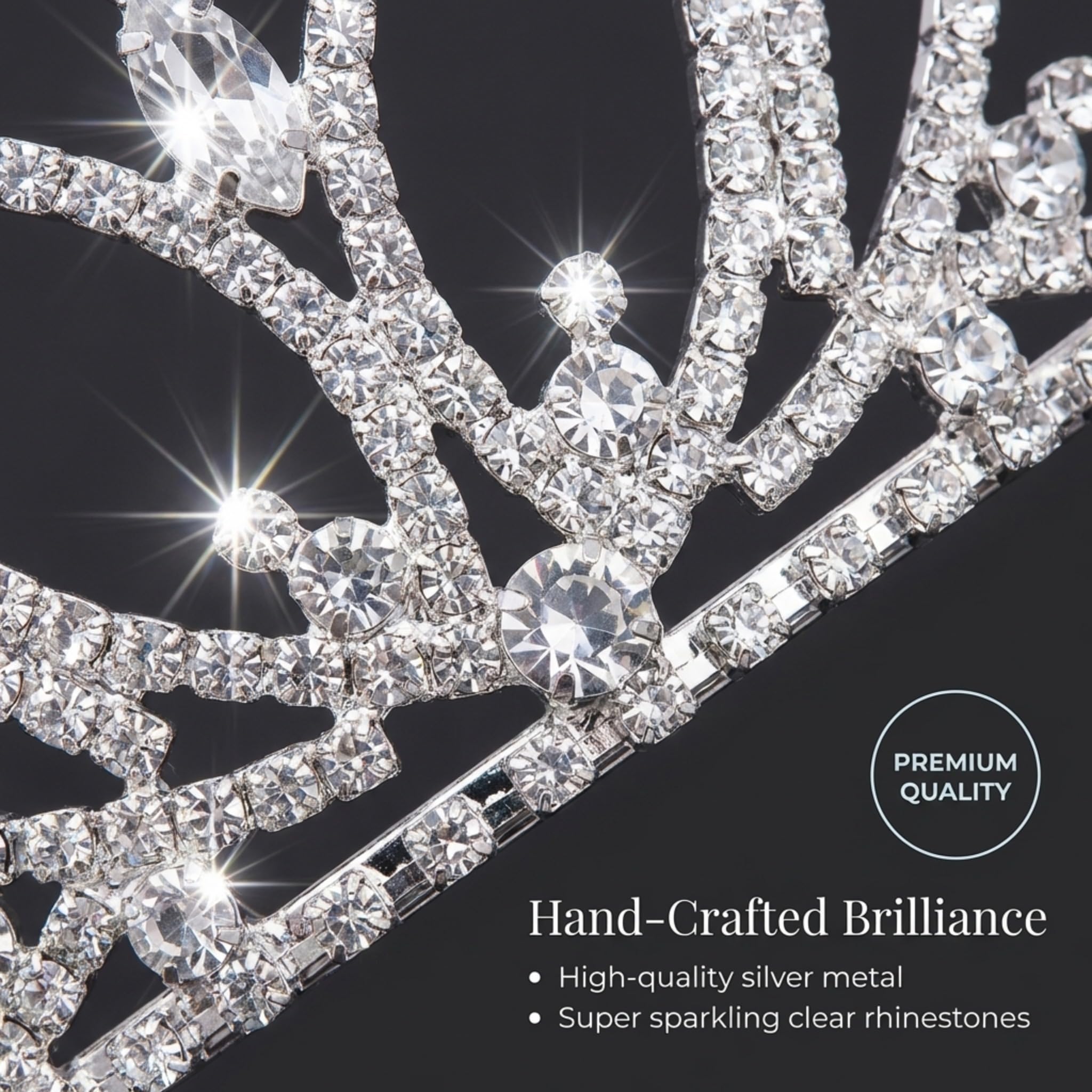 Anderson's Elvira Rhinestone Tiara, 3 1/4-Inch Tall Silver Crown with Sparkling Clear Crystals, Adjustable Wedding Tiara for Brides, Prom Queen, Homecoming, Pageants, Sweet 16 & Quinceañera - Image 7