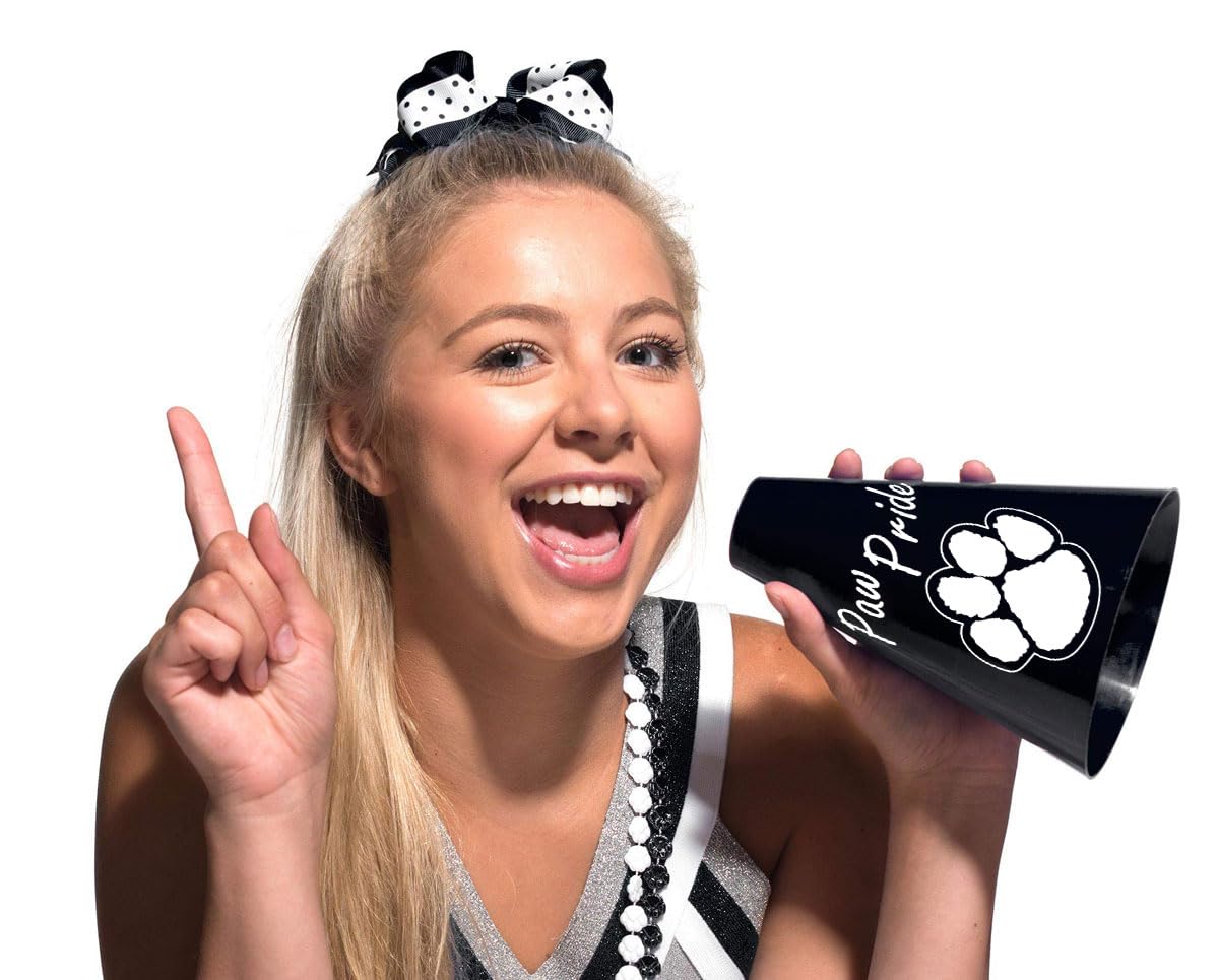Anderson's Exclusive Black and White Paw Pride 7" Megaphone Noisemaker Boost School Spirit Cheerleader Sports Football Basketball Homecoming Squad Team Party Dance Club Performance Fan Pack of 10 - Image 3